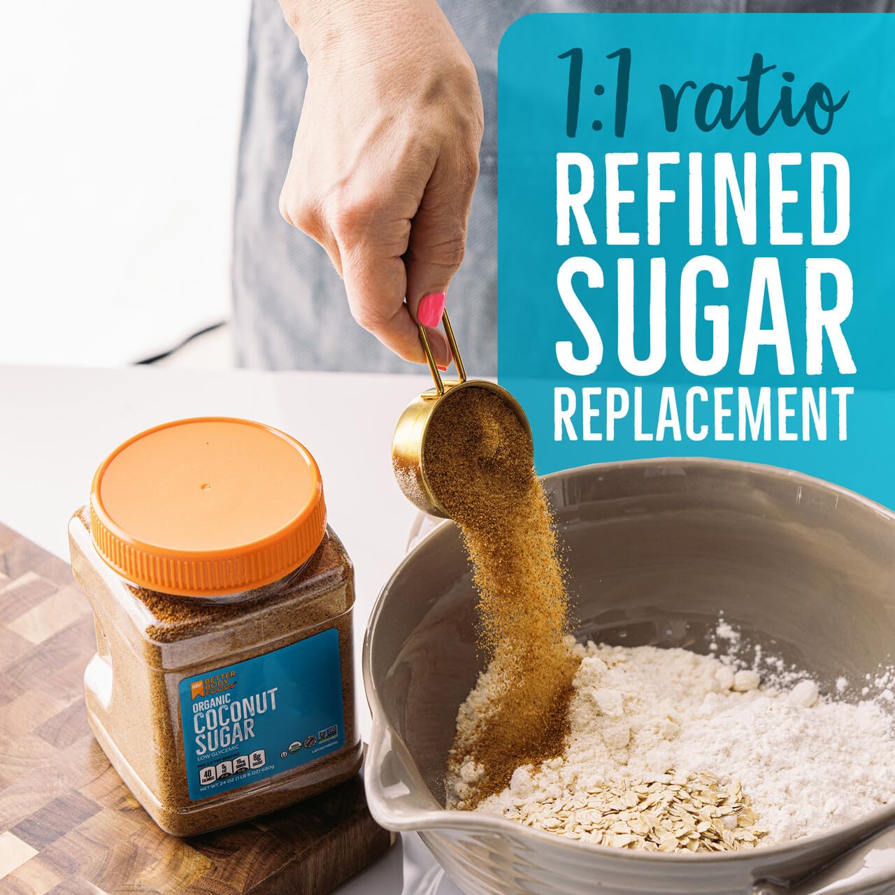 BetterBody Foods Organic Coconut Sugar, Gluten-Free, Non-GMO, Low Glycemic Sugar Substitute, 1.5 lbs, 24 Ounce