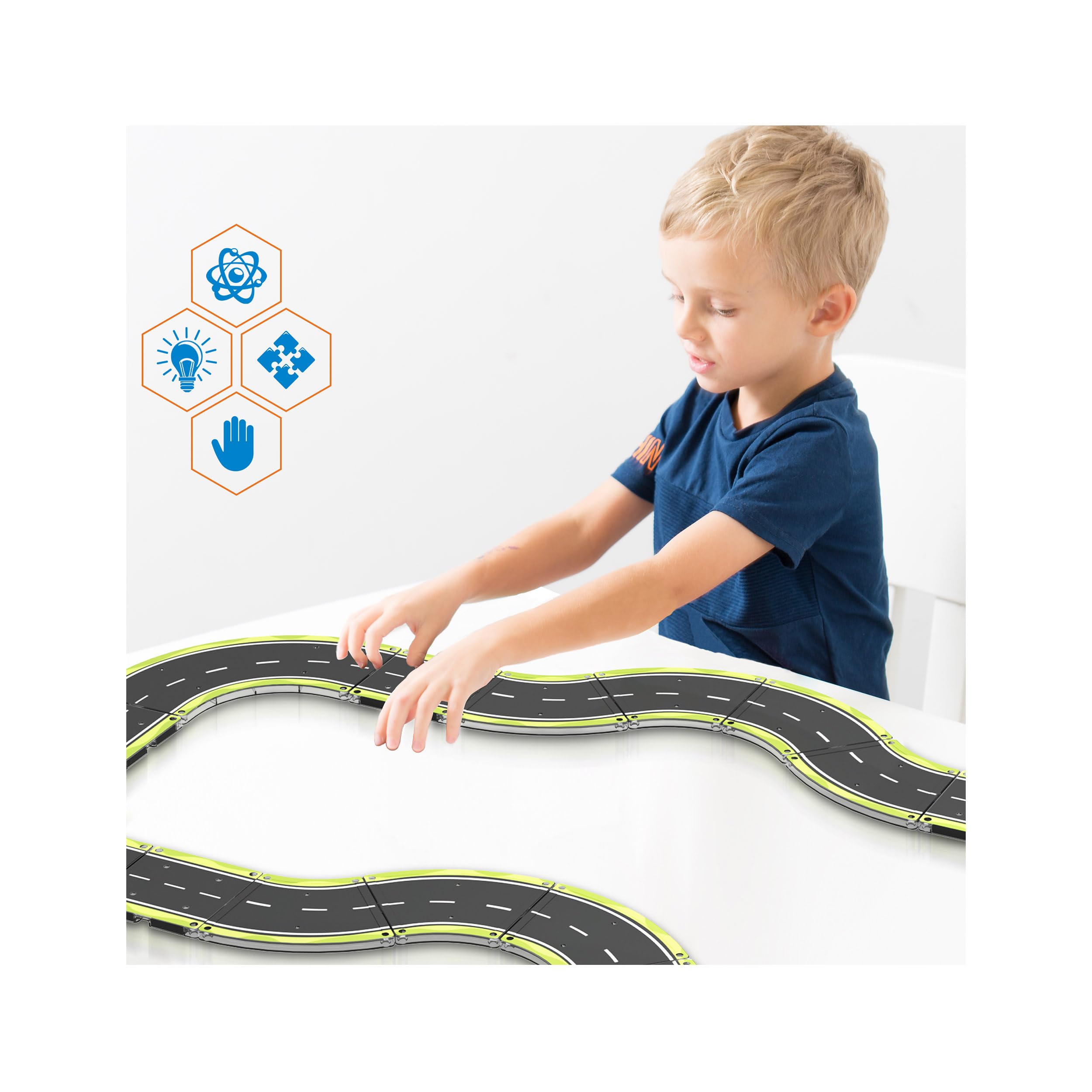 PicassoTiles Magnetic Race Track Toys Car Tracks Set for Toddlers Magnet Building Blocks Tiles Sensory Toys for Kids Include 2 Trucks STEM Engage in Thrilling Races Age 3+ Year Old Boys Girls