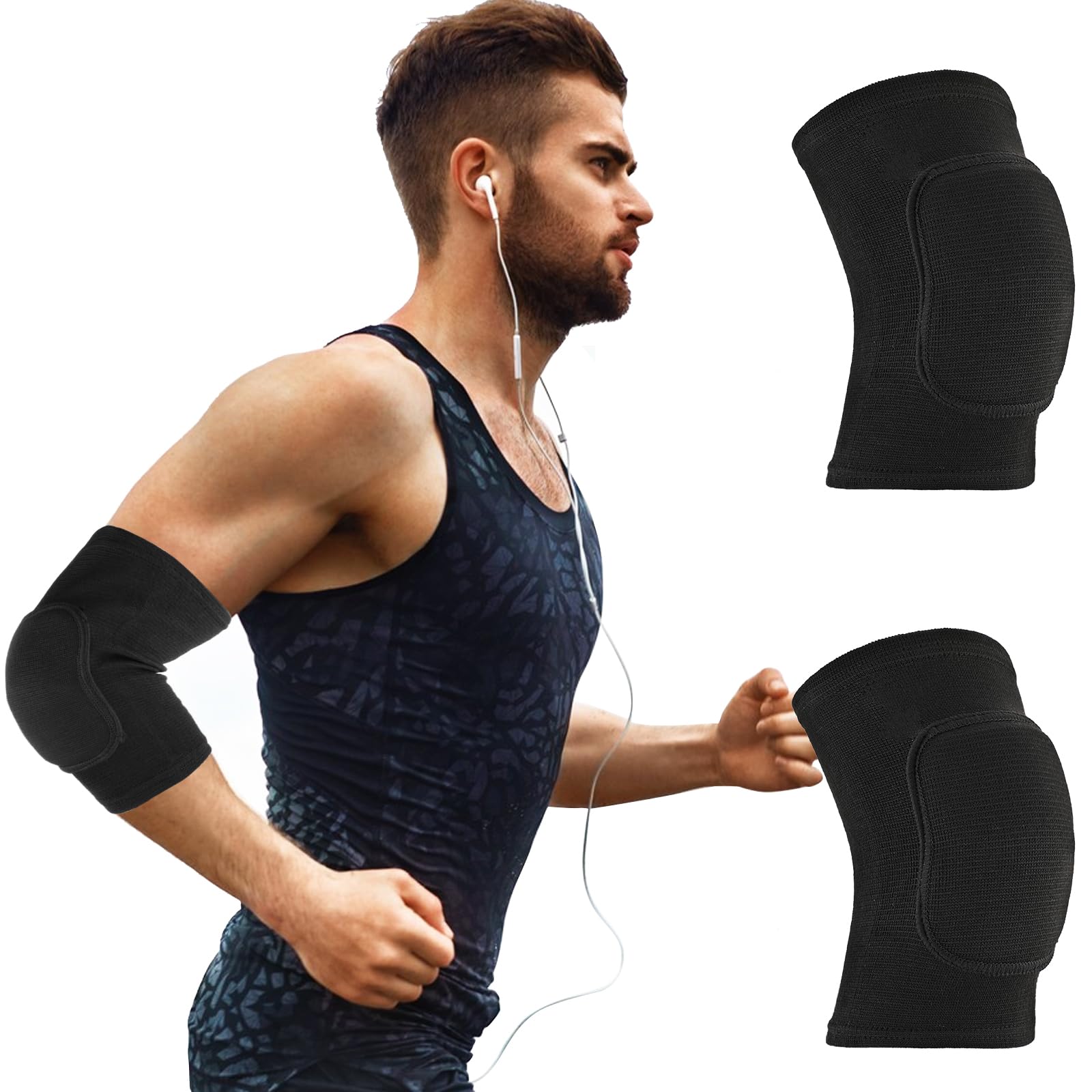 COMNICO Arm Brace Pads Elbow Protector Strap Pair, Breathable Anti-Collision Sponge Tendonitis Fitness Volleyball Basketball Tennis Golfers Knee Support Band for Kids Men Women Elderly