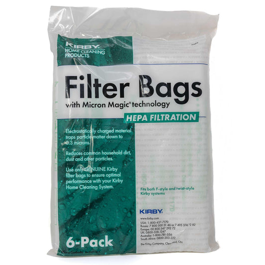 Kirby 204814 Micron Magic HEPA Filter Plus Bags, 6, White Vacuum Bags… (6 Pack Filter bags)