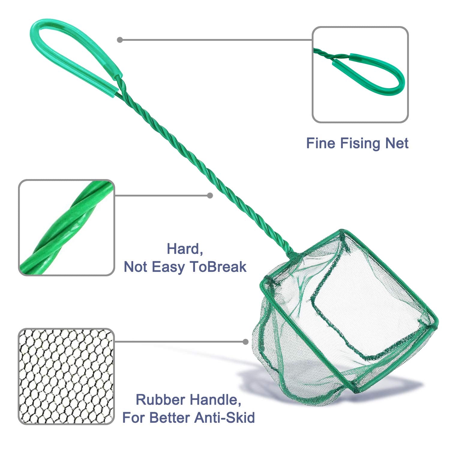 2 Pack Aquarium Fish Nets, DSSPORT 4 Inch Small Mesh Fish Catch Nets with Plastic Handle Green (Pine Green)