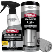 Weiman Stainless Steel Cleaner Kit - Removes Fingerprints, Residue, Water Marks, and Grease