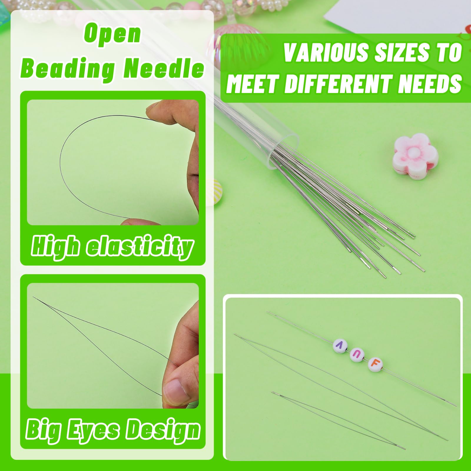 86 Pcs Beading Needle Set,6 Sizes Big Eye Seed Bead Needles,Long Straight Beading Needle,Twist Beading Needles,Flexible Needle for Beads for Jewelry Making
