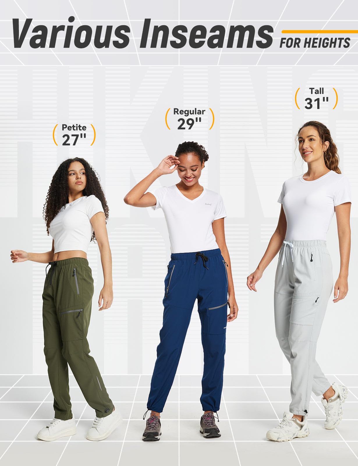 baleaf Women's Hiking Pants Quick Dry Water Resistant Lightweight Joggers Pant for All Seasons Elastic Waist Black Size L