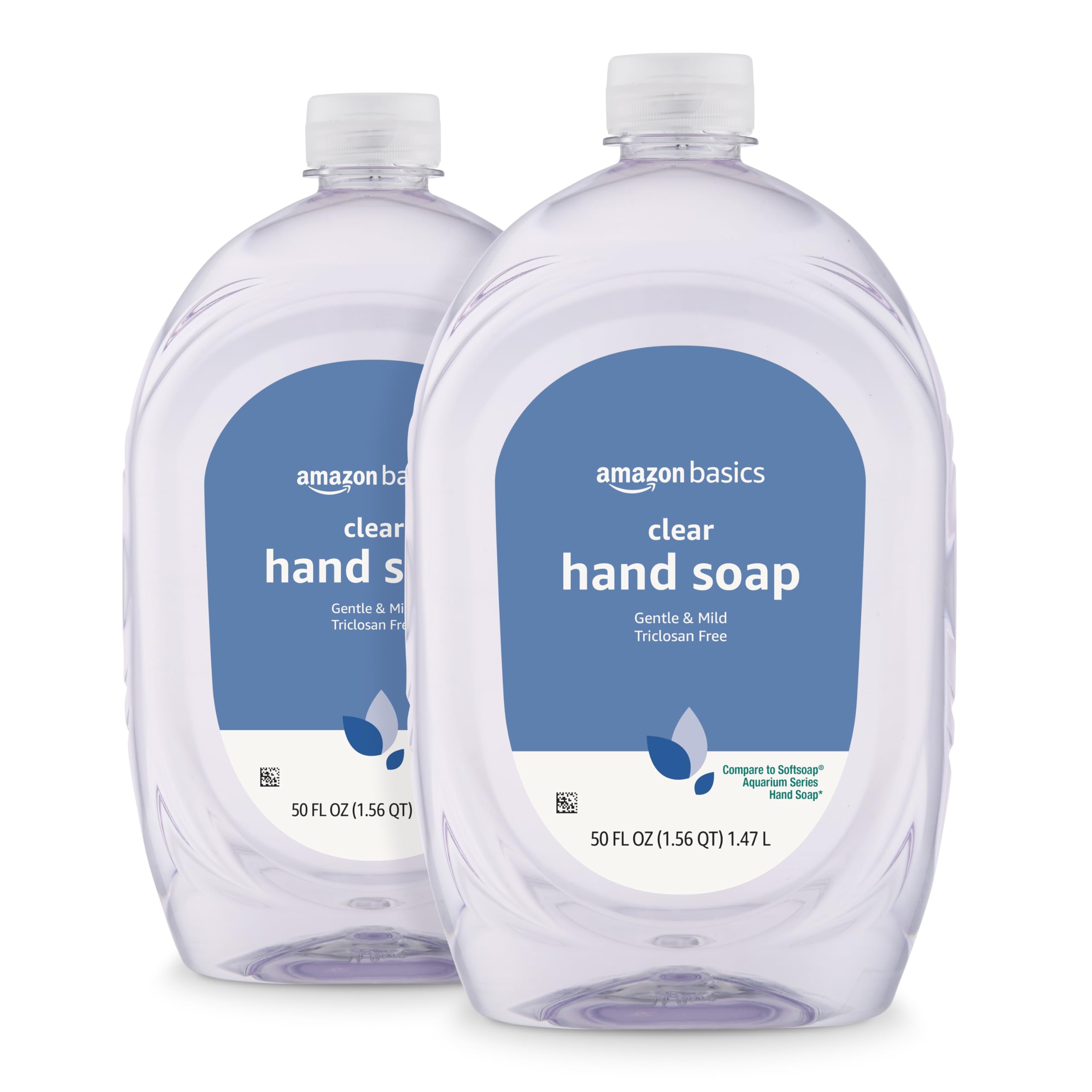 صابون الأيدي السائل الشفاف Gentle & Mild من Basics، خالٍ من التريكلوسان، 50 أونصة سائلة (عبوة من 2) (كان سابقًا Solimo)