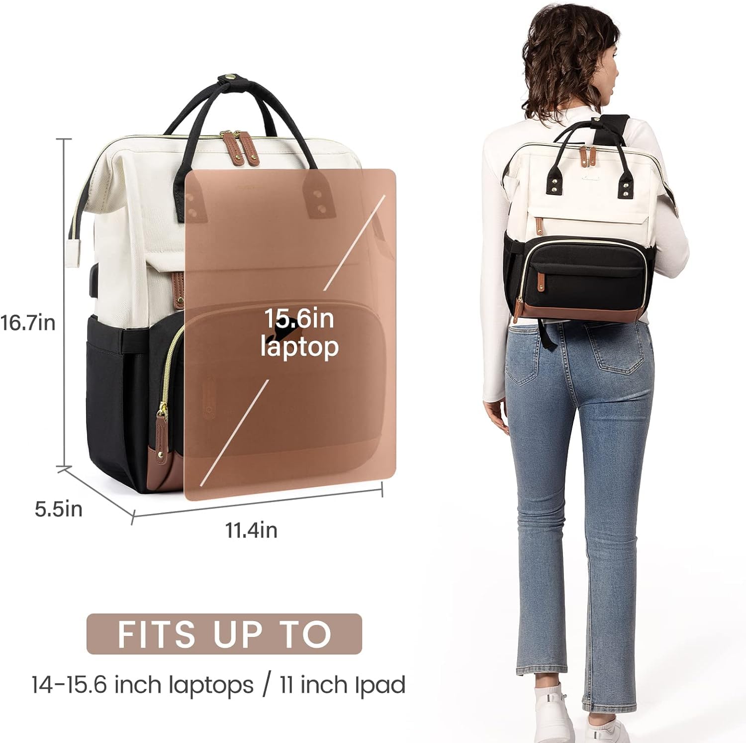 LOVEVOOK Laptop Backpack for Women, 15.6 Inch Work Business Backpacks Purse With Large Capacity, Waterproof Nurse Bag College Bookbag for School, Waterproof Casual Daypack for Travel