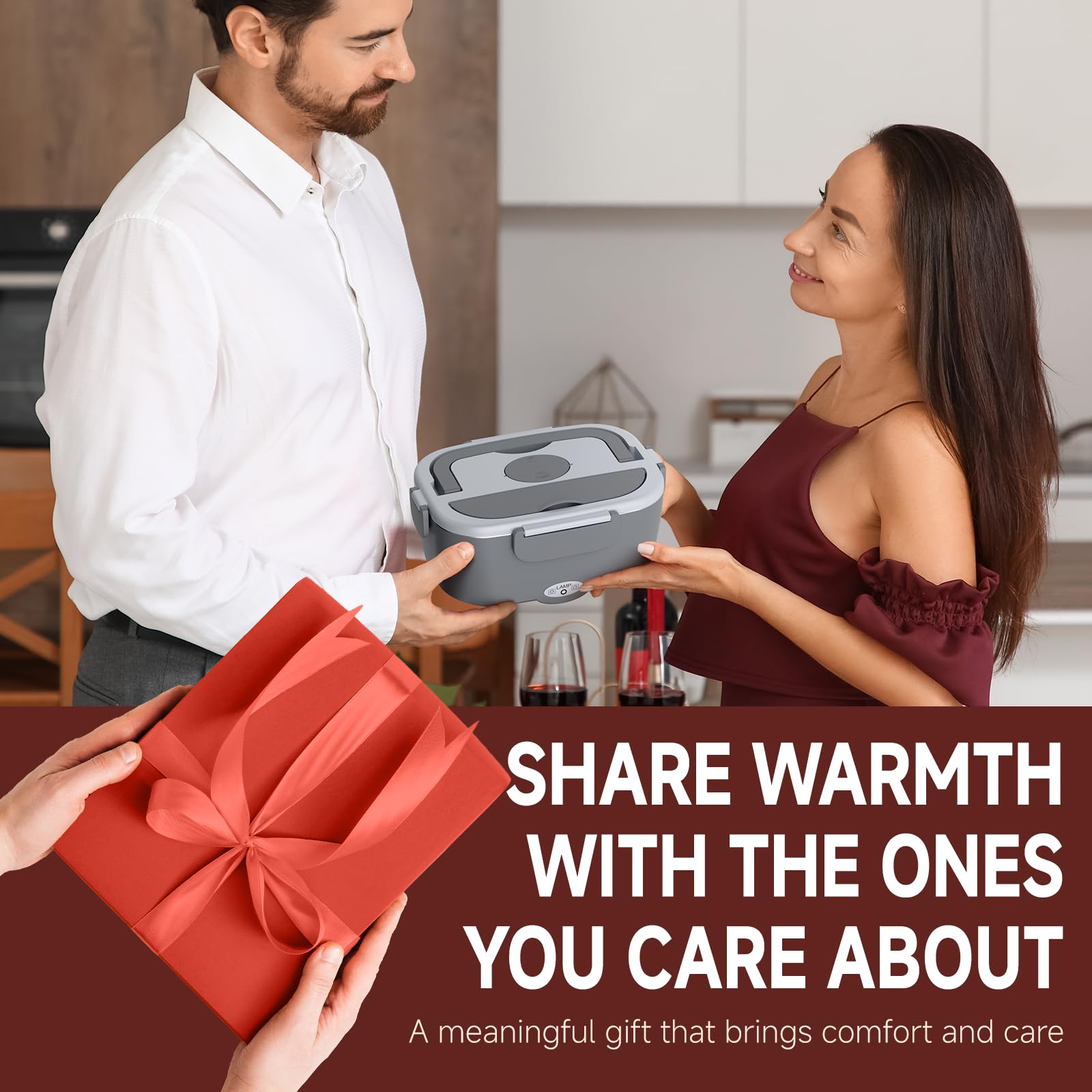 Electric Lunch Box for Adults - 80W Fast Heated Lunch Box for Men&Women with Dual 1.5L Stainless Steel Containers Fast Heating Portable Food Warmer for Car&Truck lonchera eléctrica portátil
