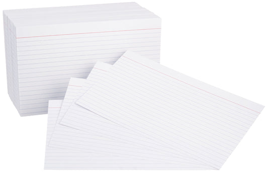 Amazon Basics Ruled Lined Index Note Cards, 500 Count, 5 Pack of 100, White, 5 in x 8 in