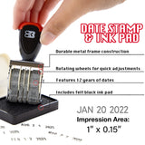 BAZIC Date Stamp and Ink Pad (Black Ink), 12 Years of Dates, Nickel-Plated Steel, Stamp Impression Size 1" x 0.15", Great for Office, Shipping, Receiving, Accounting, Expiration, Due Dates, 1-Pack