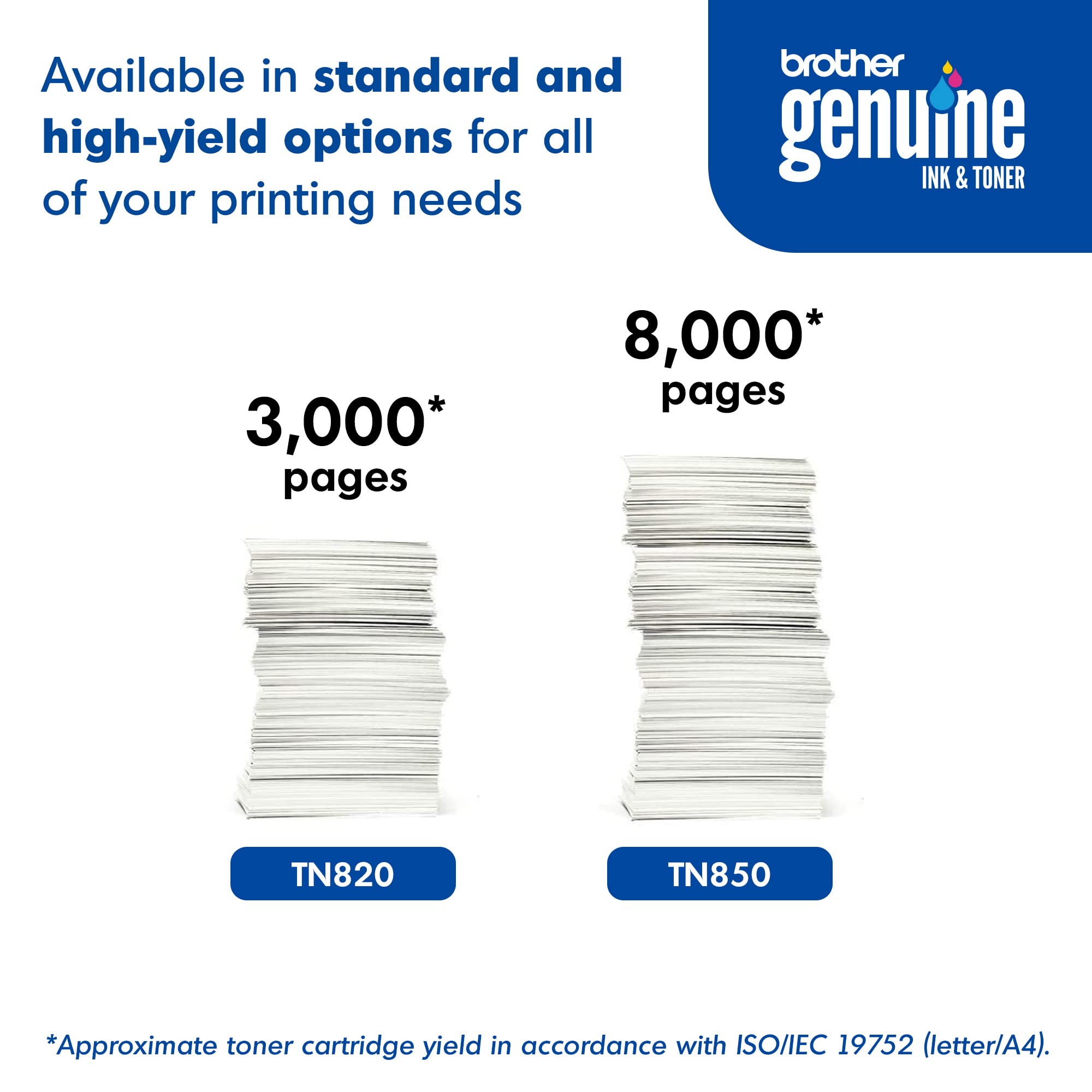 Brother Genuine High Yield Toner Cartridge, TN850, Replacement Black Toner, Page Yield Up To 8, 000 Pages, Amazon Dash Replenishment Cartridge