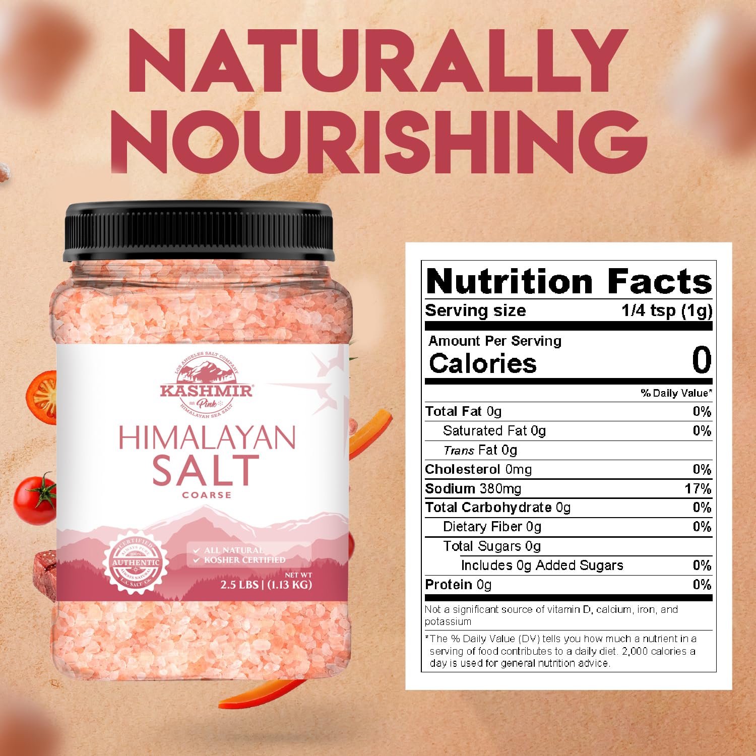LA SALT CO Kashmir 2.5 Lbs Pink Himalayan Salt Jar, Coarse | 100% Pure, Food Grade with 84 Trace Minerals | Kosher Certified, Vegan, Non-GMO, & Cruelty-Free (Jar Style May Vary)