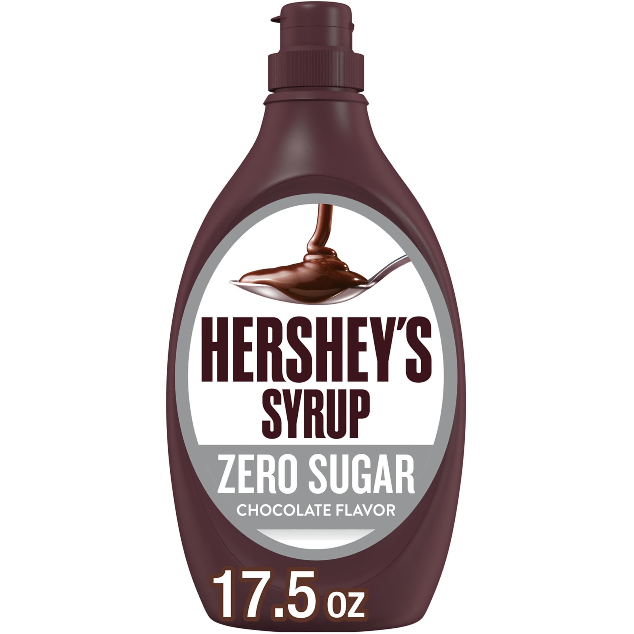 HERSHEY'S Zero Sugar Chocolate Syrup Bottle, 17.5 oz