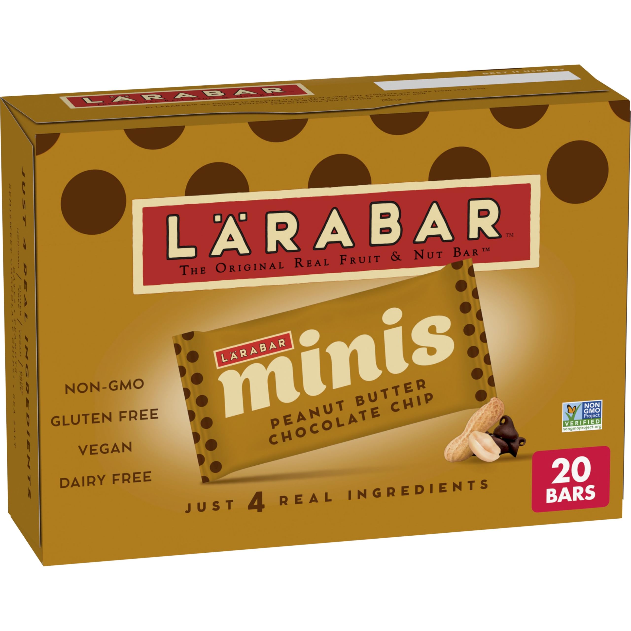 Larabar Peanut Butter Chocolate Chip Mini Bars, Gluten Free Vegan, 20 ct