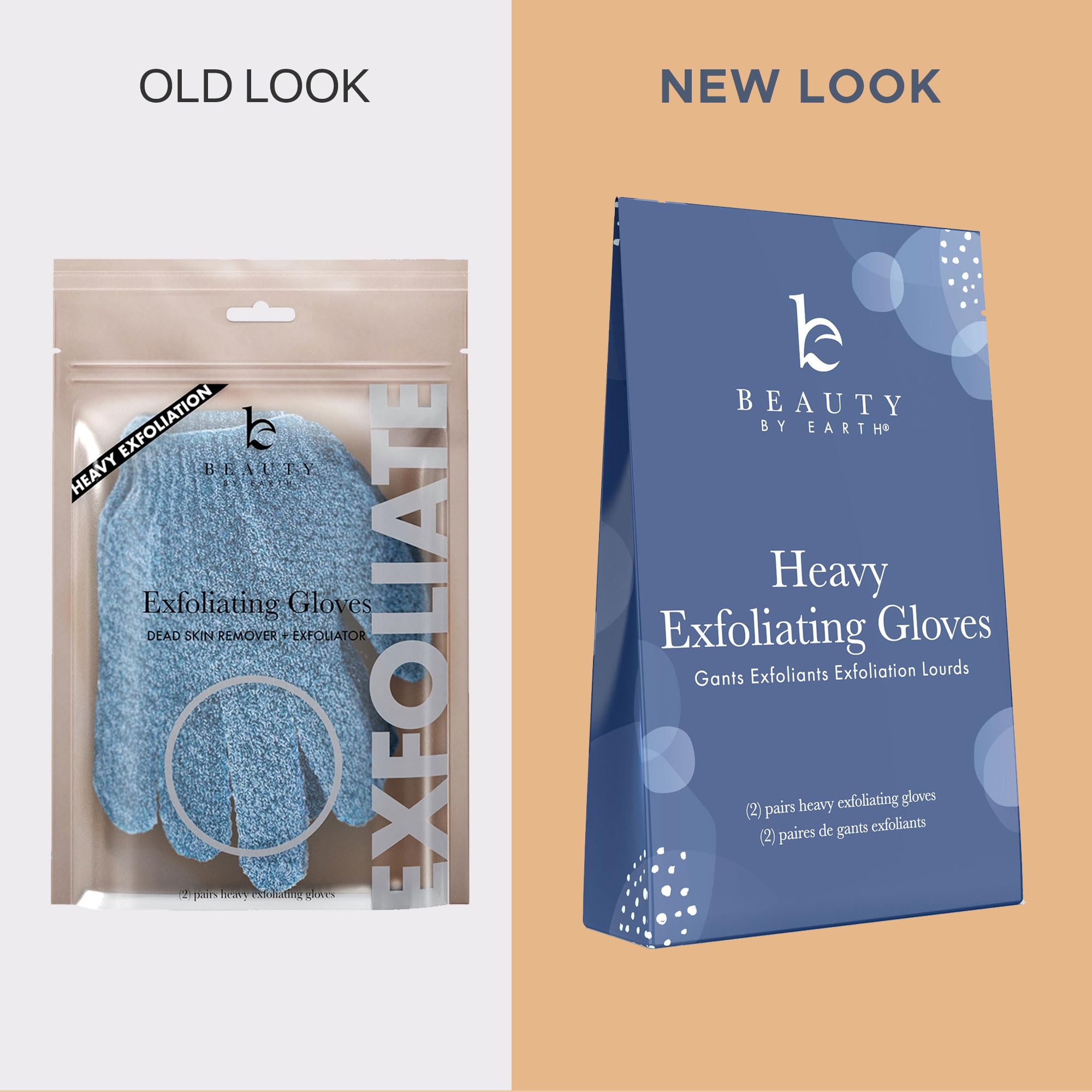 Exfoliating Glove (4 pcs, 2 Pairs) - Heavy Shower Gloves for Body Scrub, Exfoliates & Removes Dead Skin