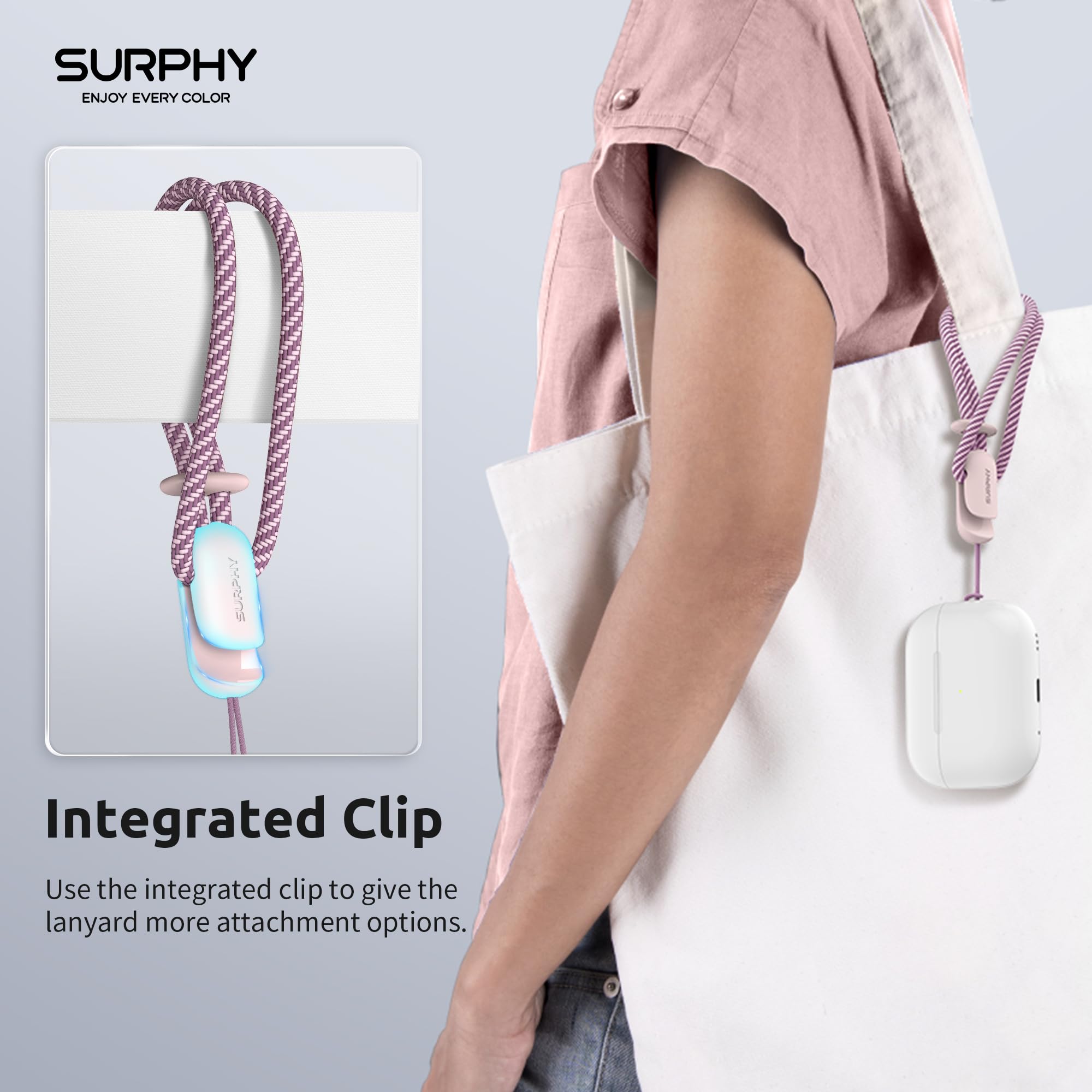SURPHY 2 Pack Phone Lanyard for Cellphone Case, Phone Wrist Strap for Case, Cellphone Strap with 2-Color Braided, Charm Wrist Lanyard for Women and Men, Pink & Gray