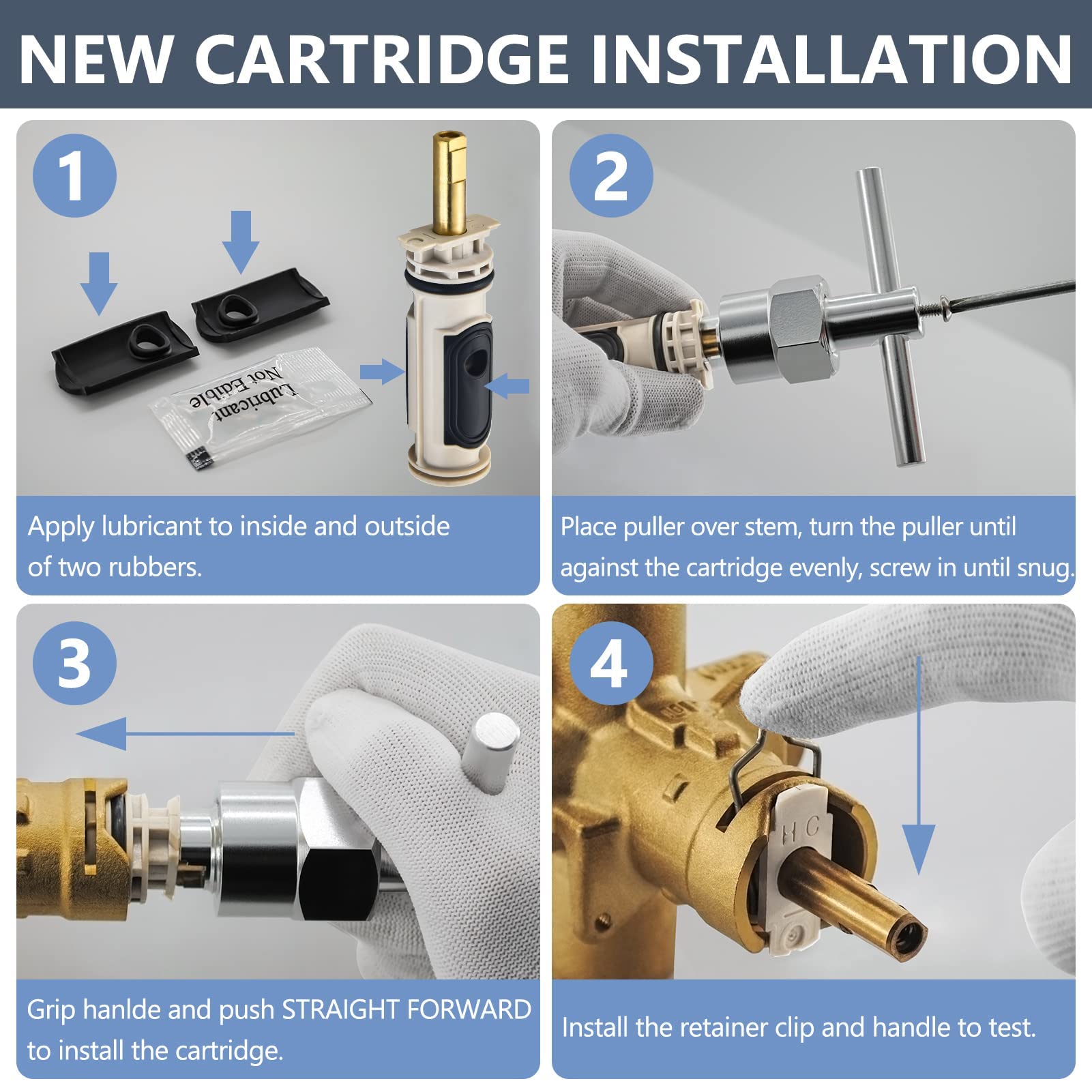 1222 Cartridge Kit for Moen 1222 Replacement Cartridge with Removal Tool 104421 and Handle Adapter 116653, for Moen Posi Temp Shower Repair