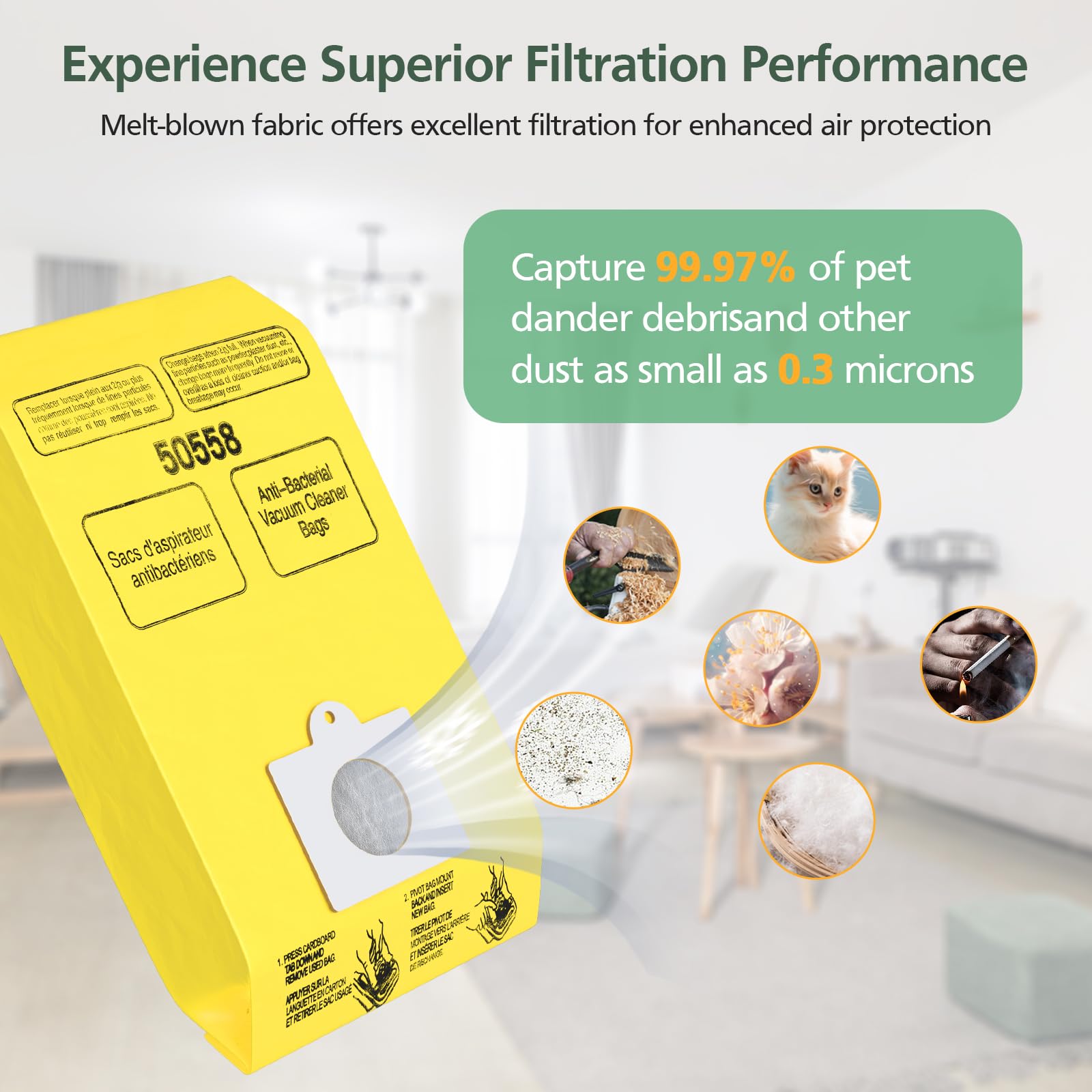 15 Pack Canister Vacuum Cleaner Bags Compatible with Kenmore Canister Type C/Q 5055, 50555, 50557, 50558 and Type C-5, C-18, 53292, 200 Series, 400 Series, 600 Series, 700 Series, 800 Series Vacuum