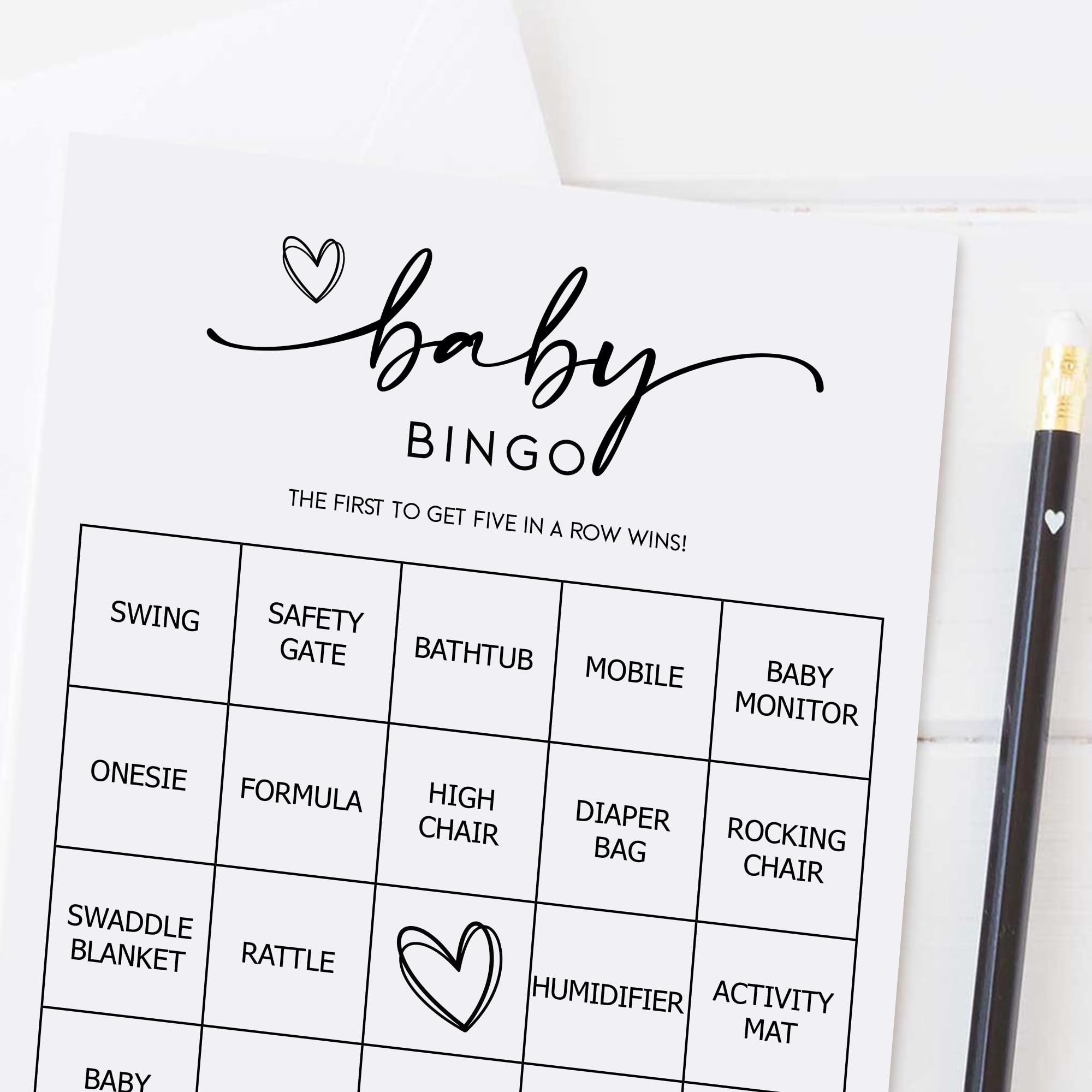 All Ewired Up Baby Bingo Game (50 Unique Cards) Pre-Filled Fun Baby Shower Game Activity, Preforated Calling Cards, Gender Neutral Boy or Girl, Minimalist