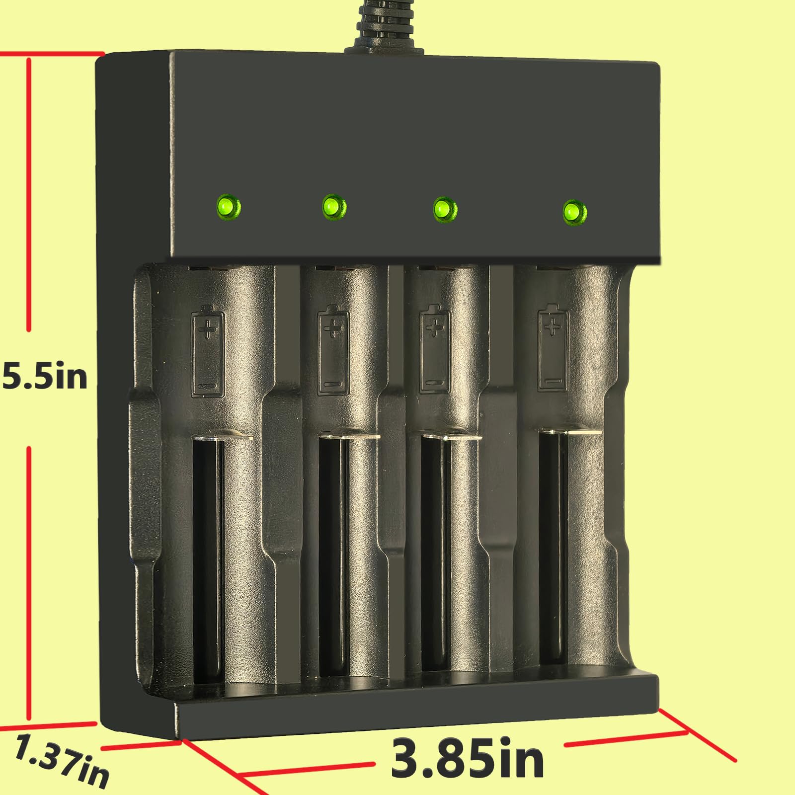 4pcs 1￵8￵6￵5￵0 Rechargeable Batter￵y W￵i￵th 18650 Battery Charger,Universal Smart Charger for 3￵.7V L￵ithium ion Batteries LSXdetoro (4pcs Button Top Batter￵￵y+Charger)