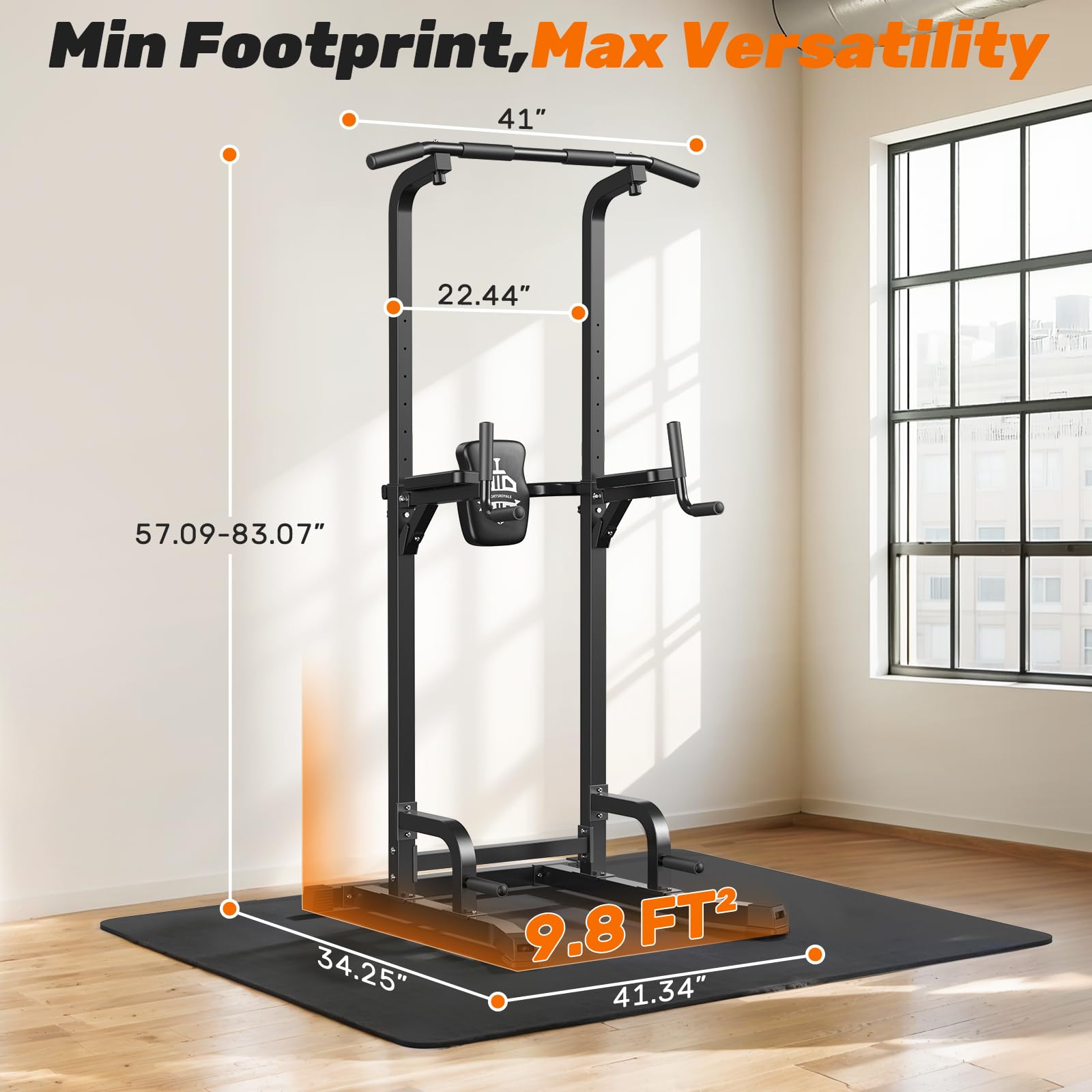 Sportsroyals Pull up Bar, Multi-Function Power Tower Dip Station with Upgraded Adjustable Foot Cover Equipment for Home Gym,360LBS