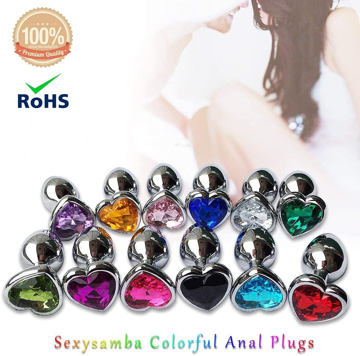 3Pcs Set Luxury Metal Butt Toys Heart Shaped Anal Trainer Jewel Butt Plug Kit S&M Adult Gay Anal Plugs Woman Men Sex Gifts Things for Beginners Couples Large/Medium/Small,Pink