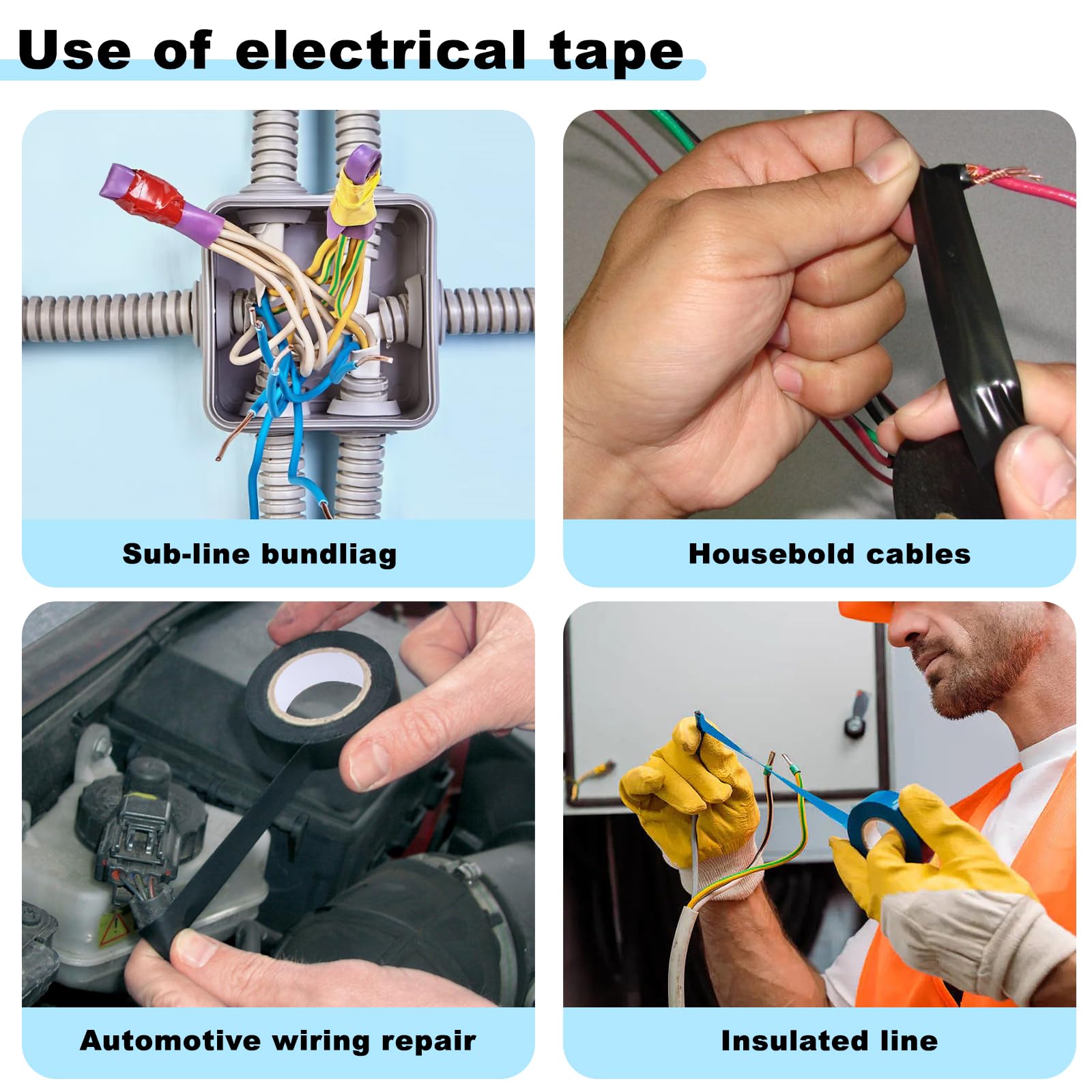 Romeda 9 Pack Coloured Electrical Tape, Electrical Tape Colours Water, Sun, and Oil Resistant, Electrical Tape is Suitable for Most Domestic, Commercial, and Industrial environments.