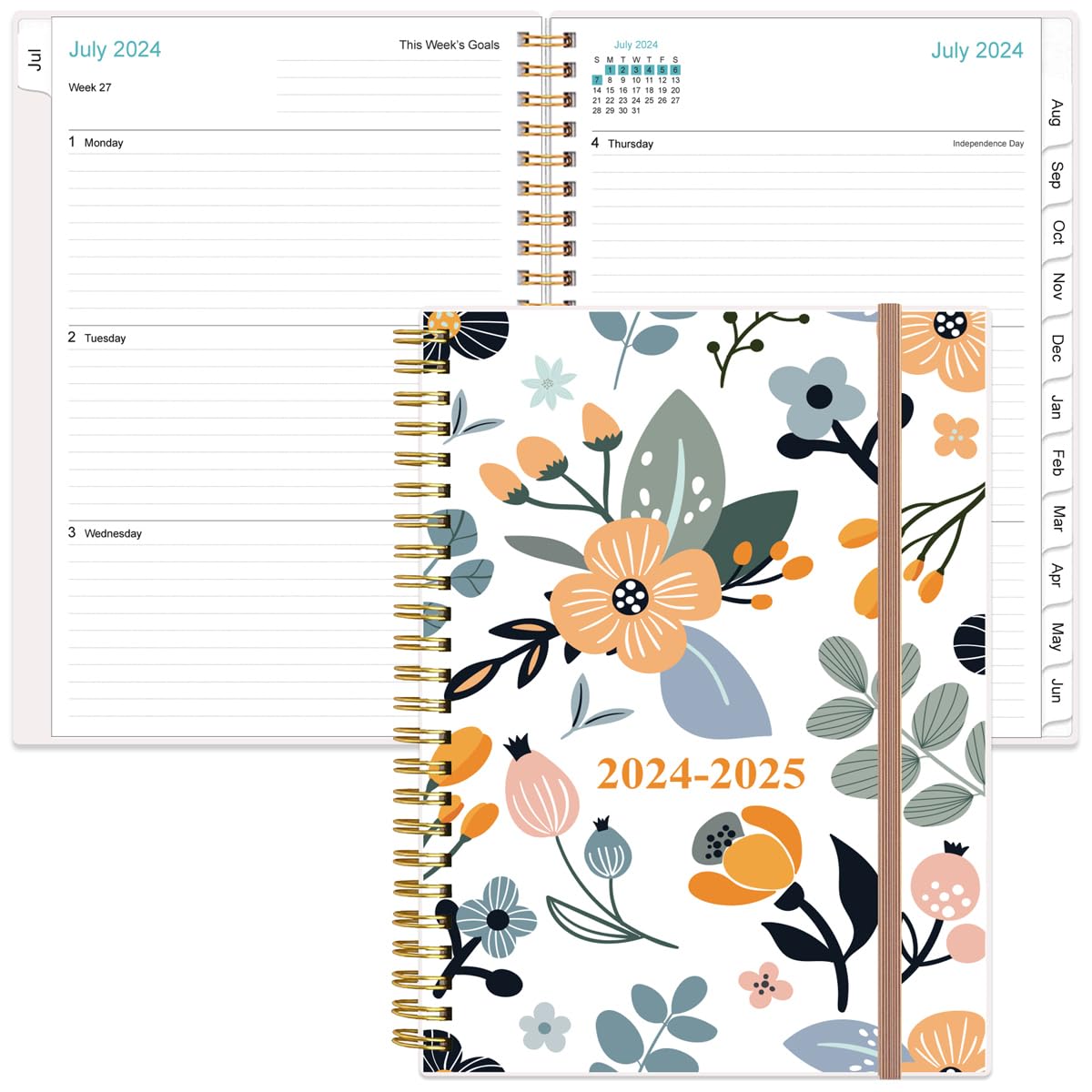 2025 Planner - A5 Weekly & Monthly Planner & Journal to Track Goals, January 2025 - December 2025, Medium 5.8" x 8.5", Rose