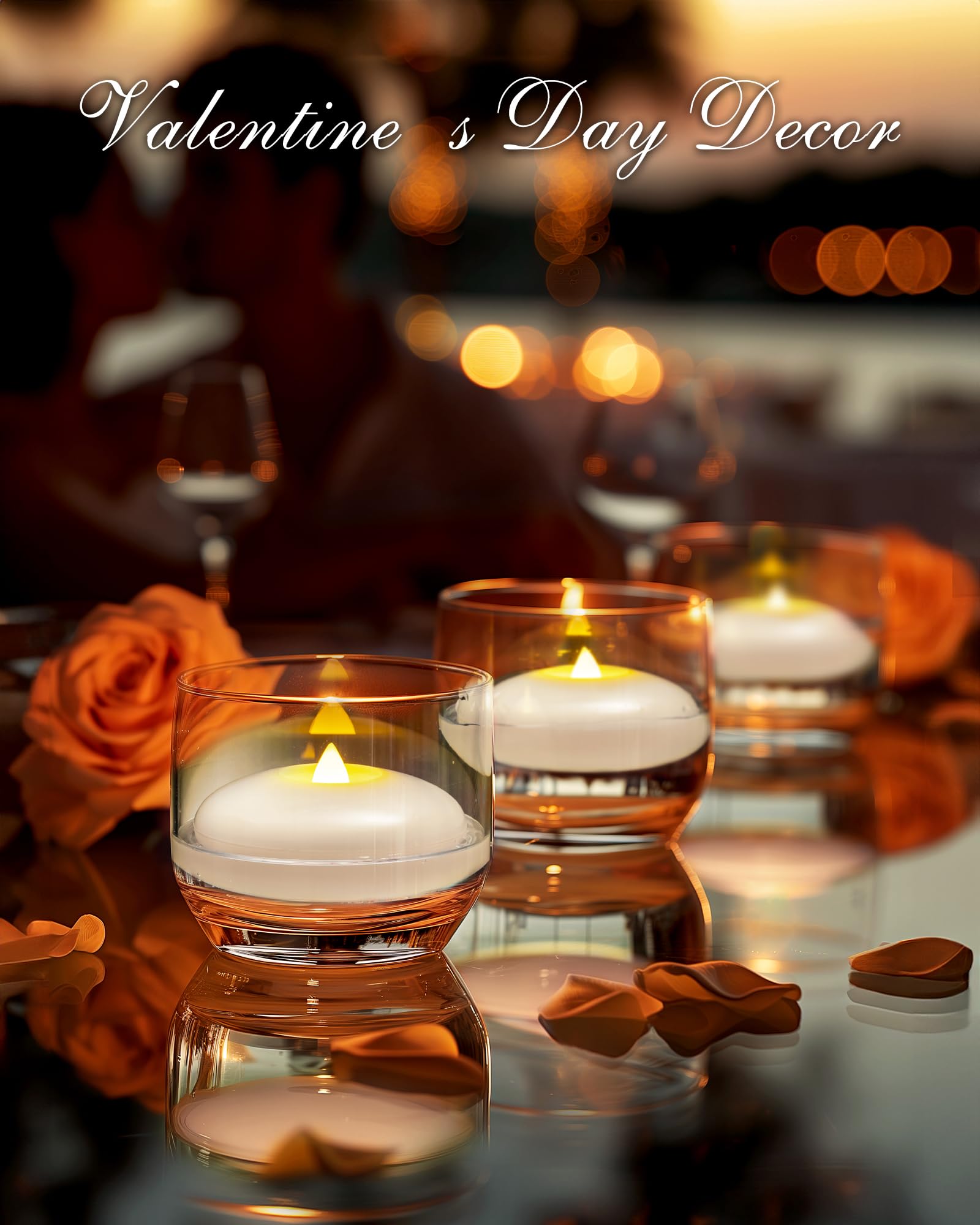 Homemory 24 Pack 3” Flameless Led Floating Candles, 200 Hour White Battery Operate Waterproof Tealights for Cylinder Vases, Centerpieces at Wedding Decor, Party, Pool