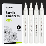 SFAIH White Paint Markers Paint Pens - 4 Pack 2-3MM Medium Tip Acrylic Markers for Rock Painting, Wood, Metal, Fabric, Plastic, Canvas, Glass, Ceramic, Diy Crafts, Drawing, Tire