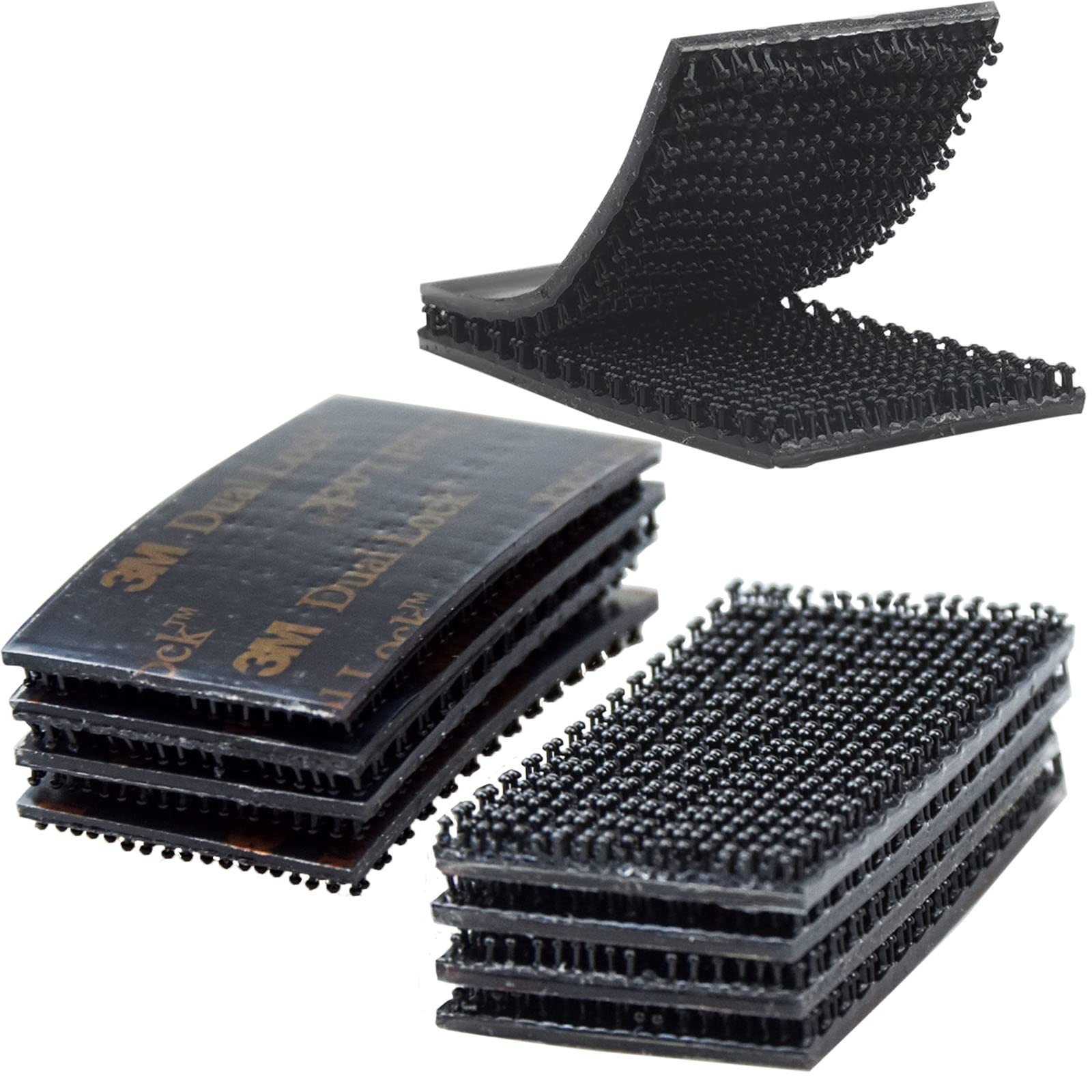 Dual Lock Fastener 1in x 2in 8pcs Reclosable Interlocking Tape Heavy Duty, EZ Pass Holder Adhesive Hook Lock Sticky Back Mushroom Mounting Tape Black Color for Indoor and Outdoor