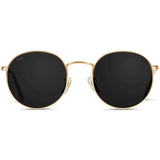 WearMe Pro - Reflective Lens Round Trendy Sunglasses (Gold Frame/Black Lens, 51)