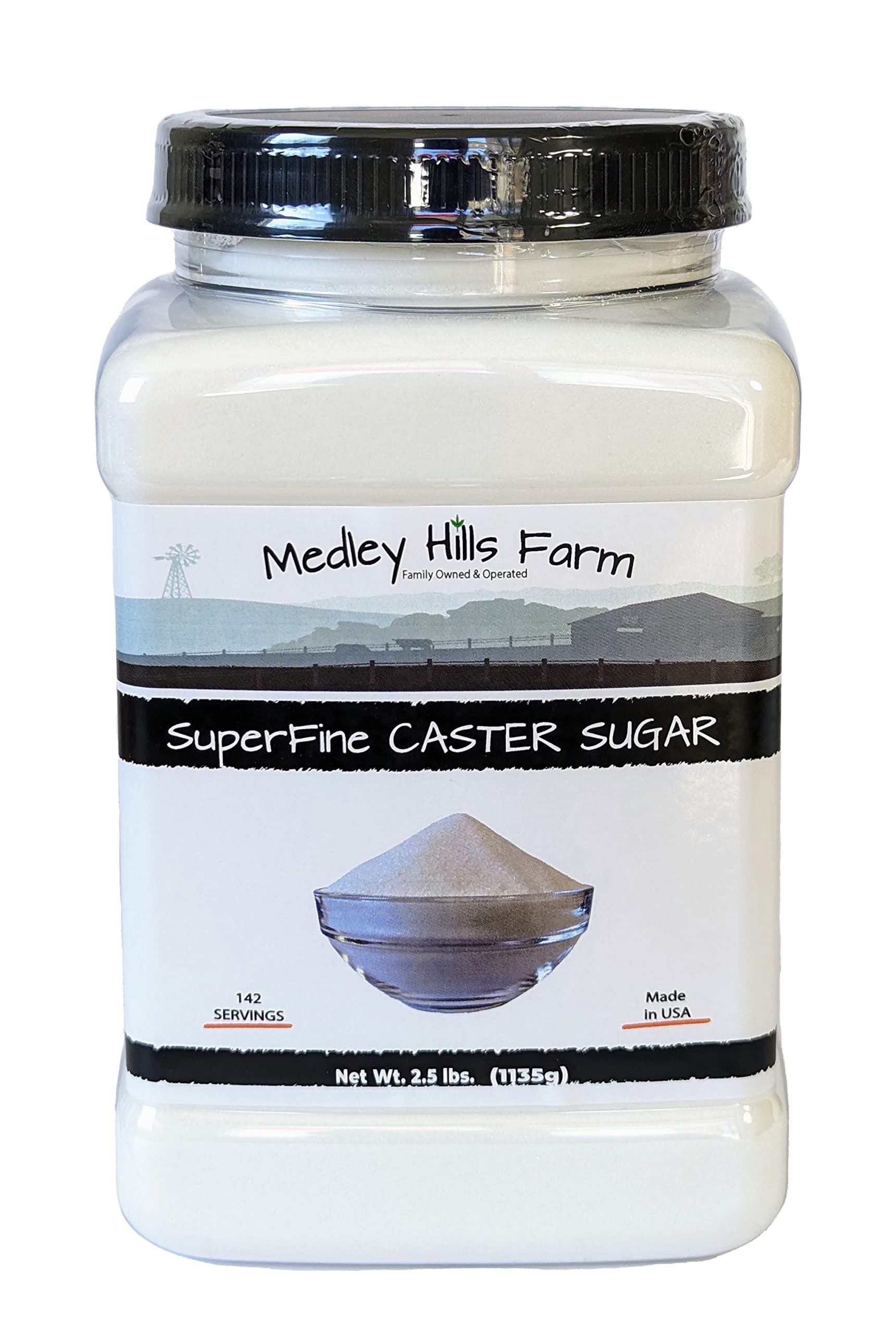 Feinster Backzucker von Medley Hills Farm im wiederverwendbaren Behälter 1,13 kg - feiner Zucker zum Backen von hausgemachten Leckereien, Puderzucker, Kuchen - Produkt aus den USA