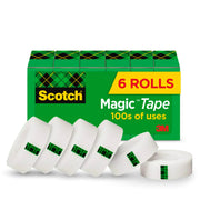 Scotch Magic Tape, Invisible, Repair Christmas Cards and Use as Holiday Gift Wrap Supplies for Christmas, 6 Tape Rolls