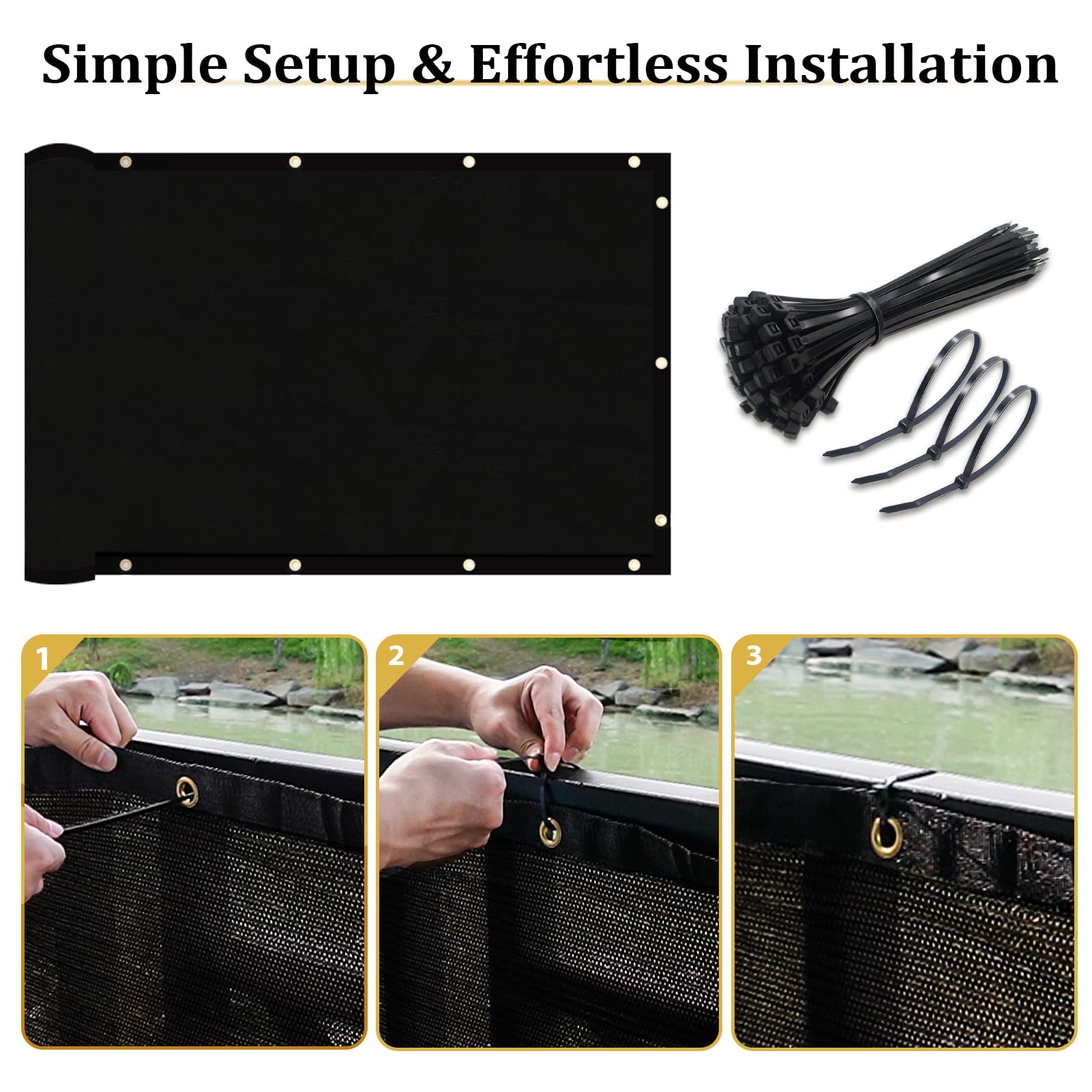 Shade&Beyond 4' X 50' Fence Privacy Screen Heavy Duty 170 GSM Fencing Mesh Shade Net Cover for Wall Garden Back Yard Outdoor Home Decoration, Black