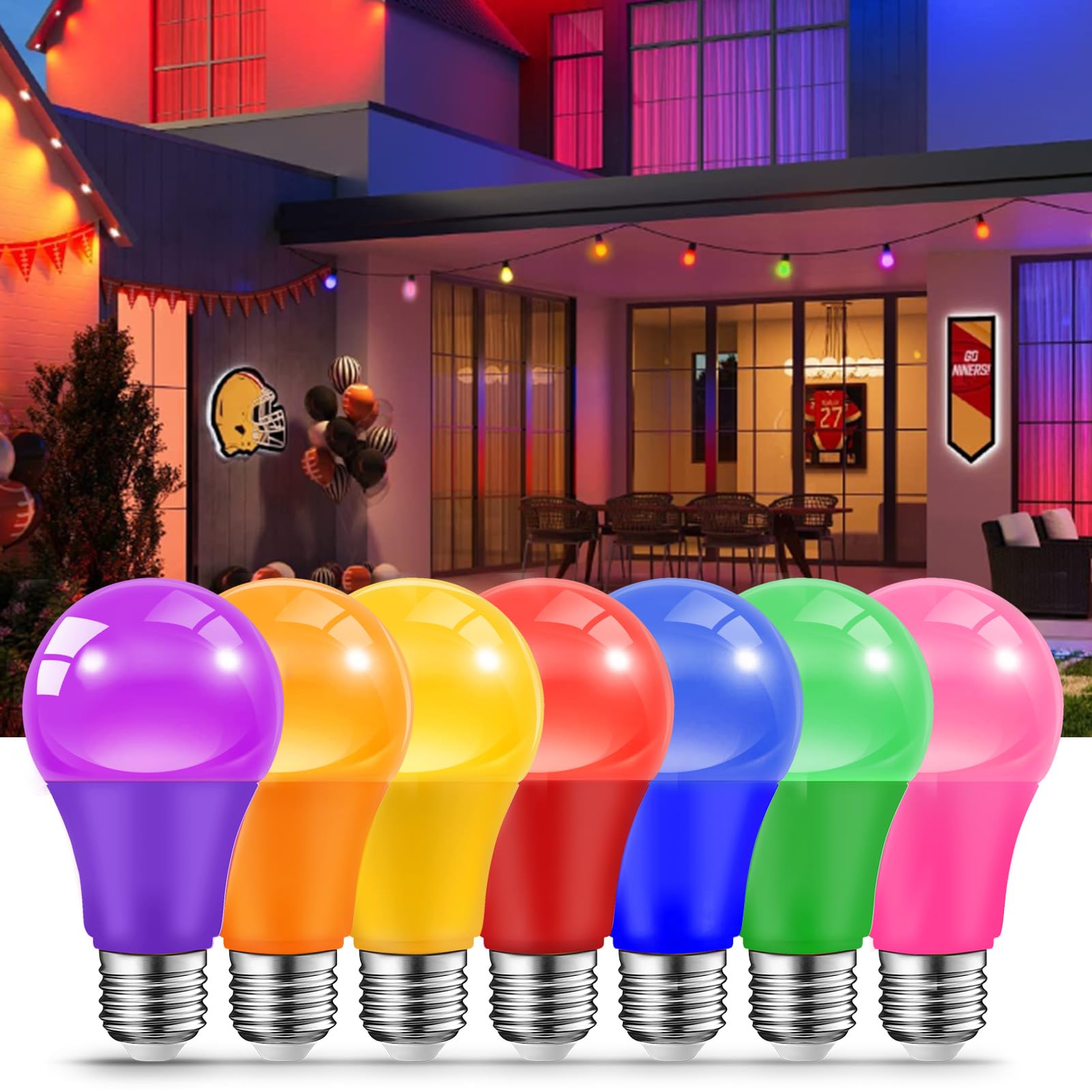 JAHEKS Orange Light Bulbs for Outdoor Porch, 9W(60W Equivalent) E26 Base LED Orange Bulb for Halloween Christmas Wedding,Party,Bar,Holiday Lighting,Home Decor, 2-Pack