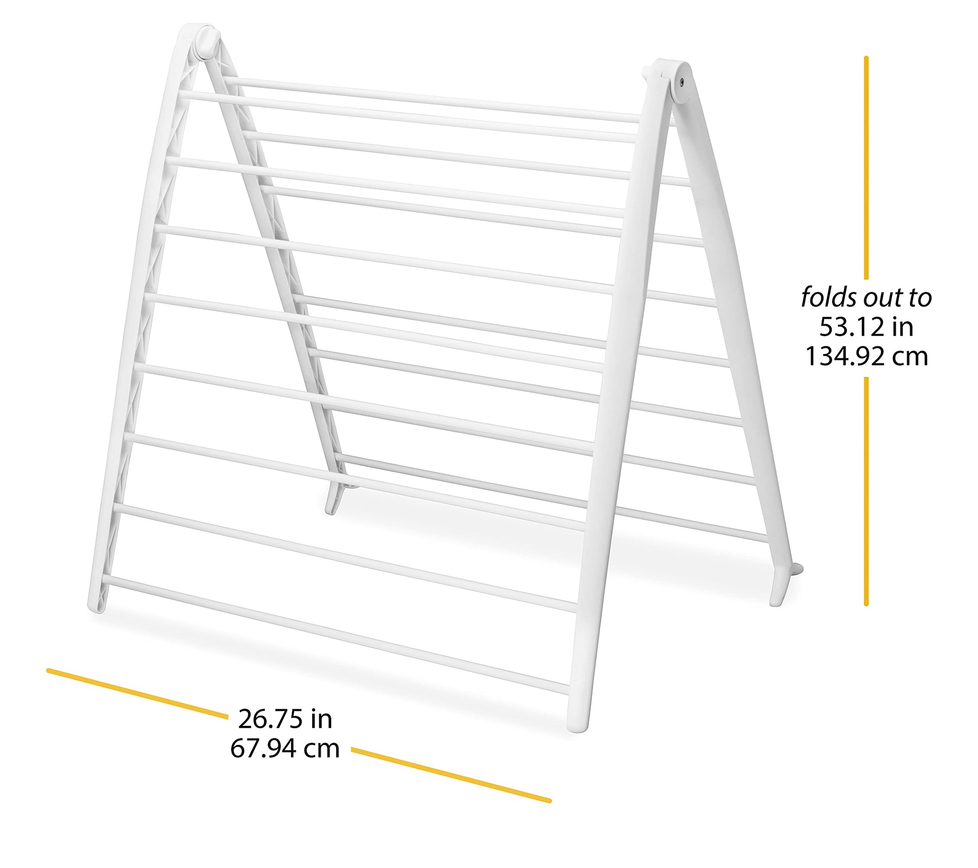 Whitmor Spacemaker Folding Drying Rack, Freestanding Indoor Clothes Dryer, Space Saving Compact Design, 6"L x 26"W x 51.5"H, White