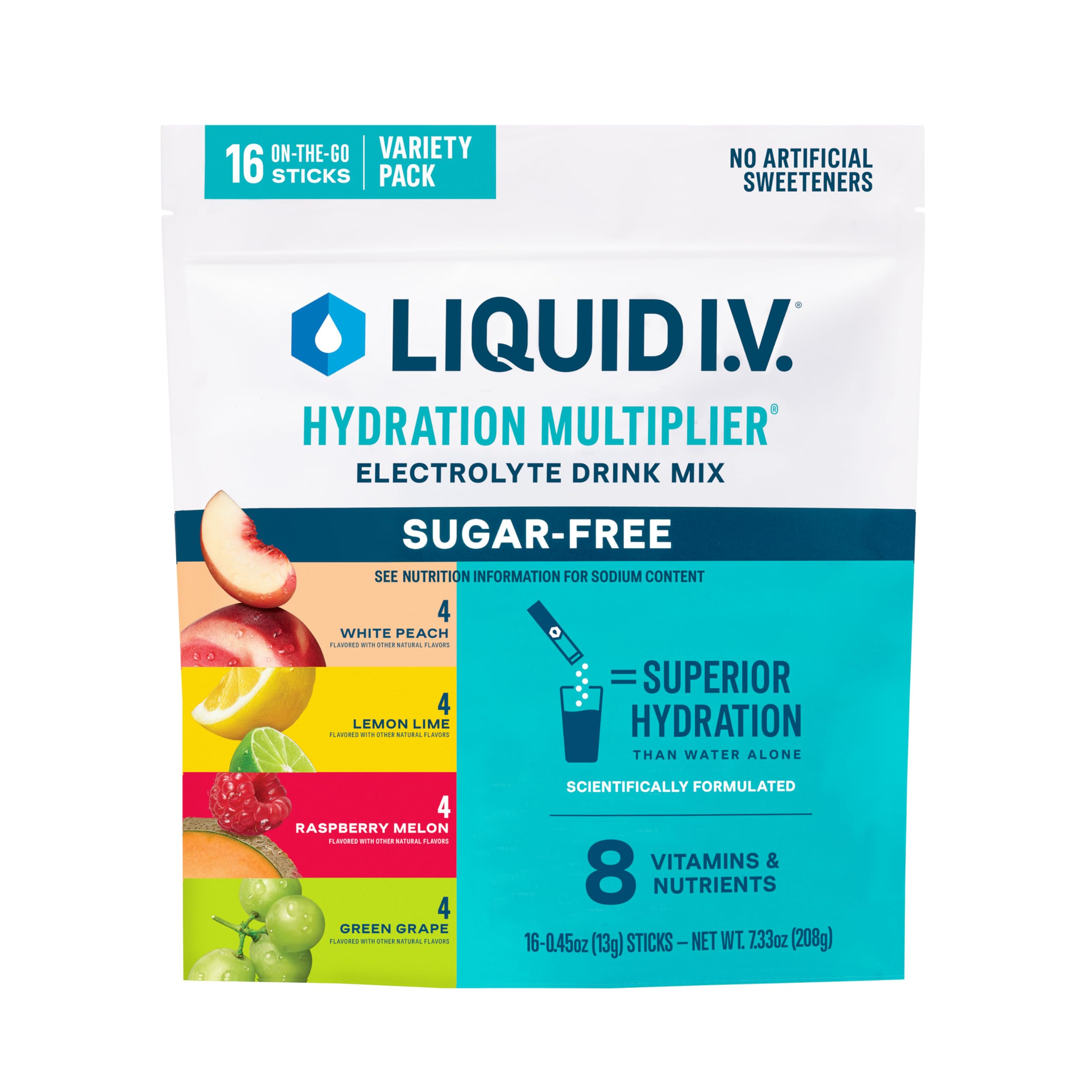 Liquid I.V.® Hydration Multiplier® Sugar-Free - Green Grape | Electrolyte Powder Drink Mix | 14 Servings (Pack of 1)