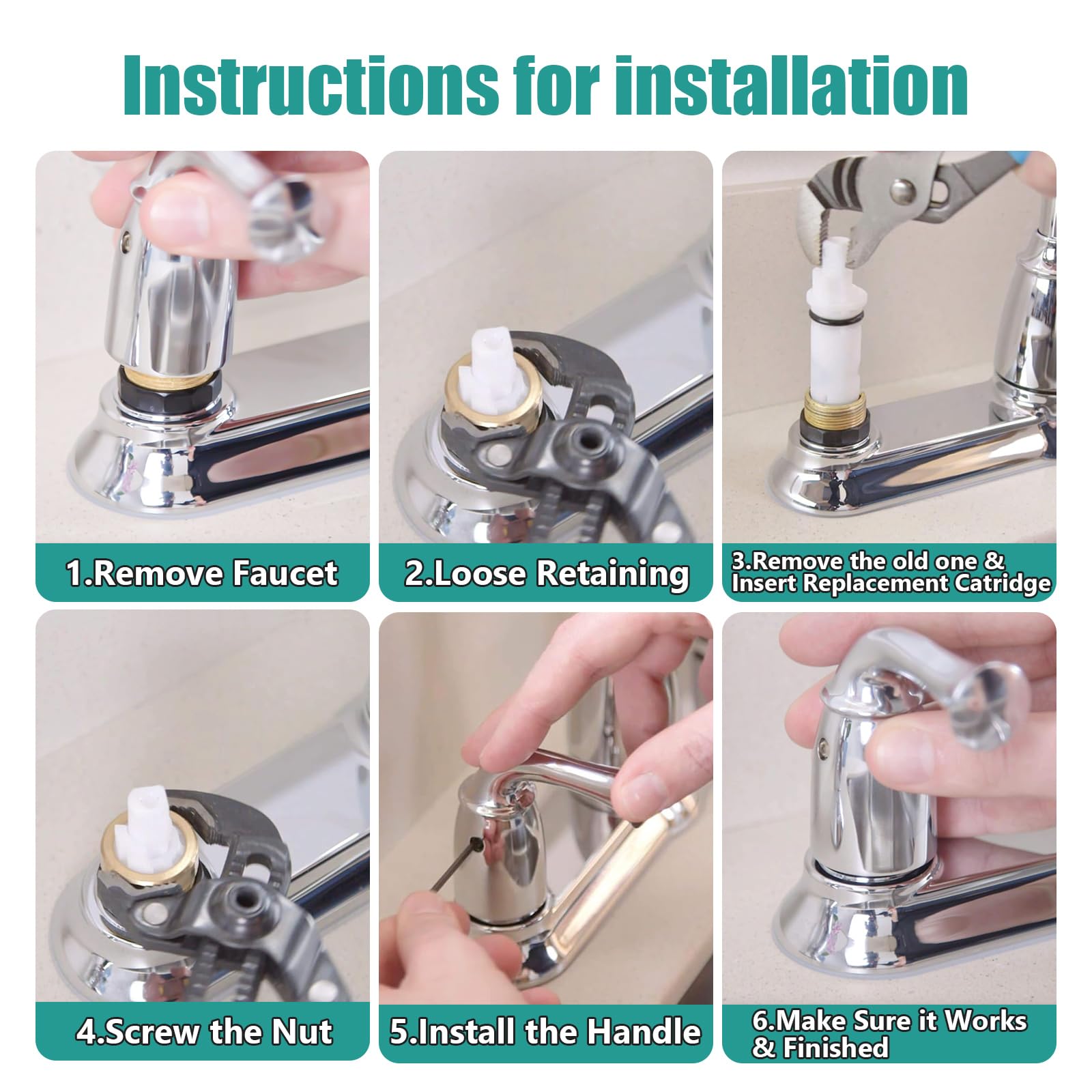 1224 1224B Faucet Cartridge Replacement Compatible with Moen Two Handle Faucets Replacement Kit For Most Double Handle Moen Faucets and Tub/Showers Repair Kit,2 Pack