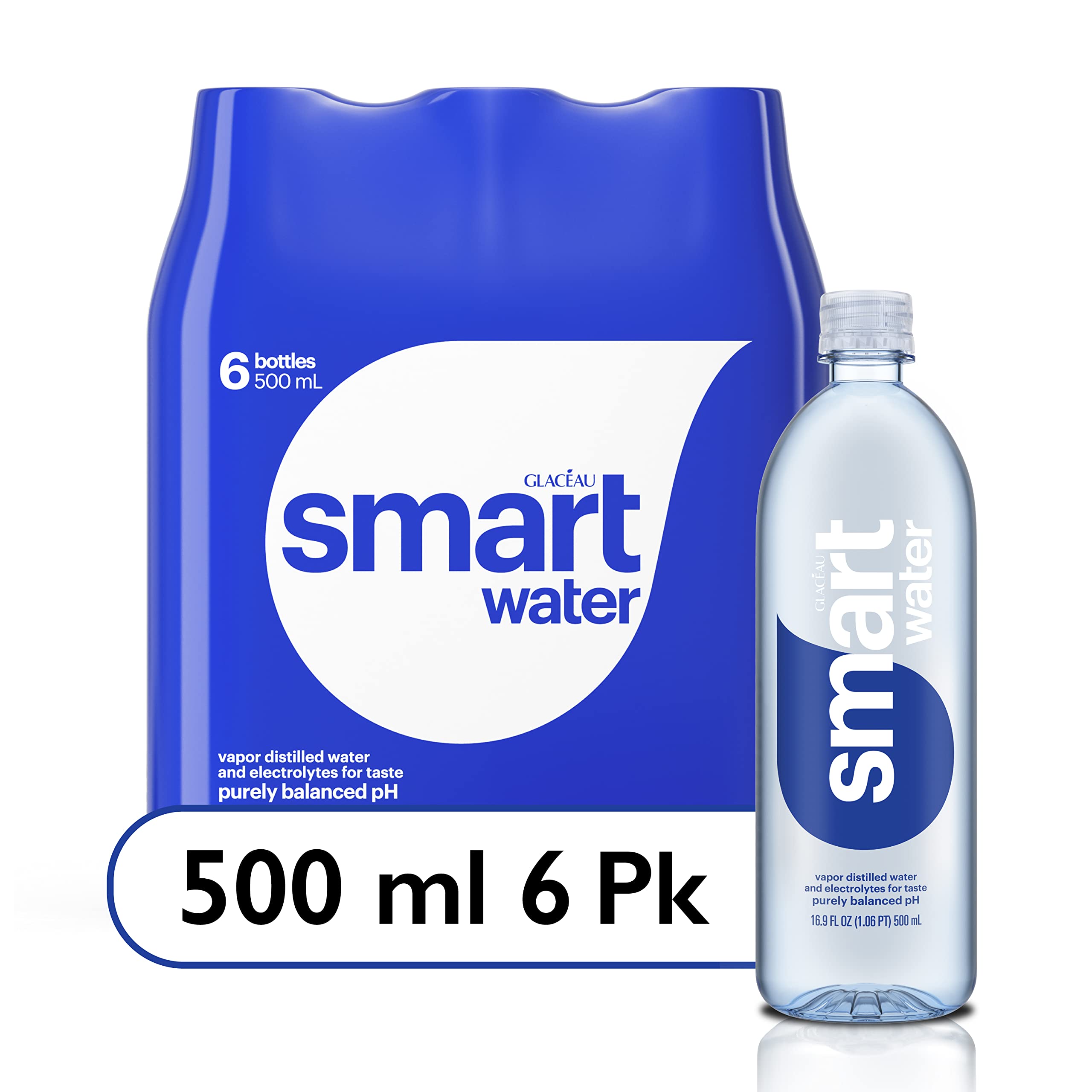 Smartwater destilliertes Premiumwasser, 6 x 0,5 l (16,9 fl oz)