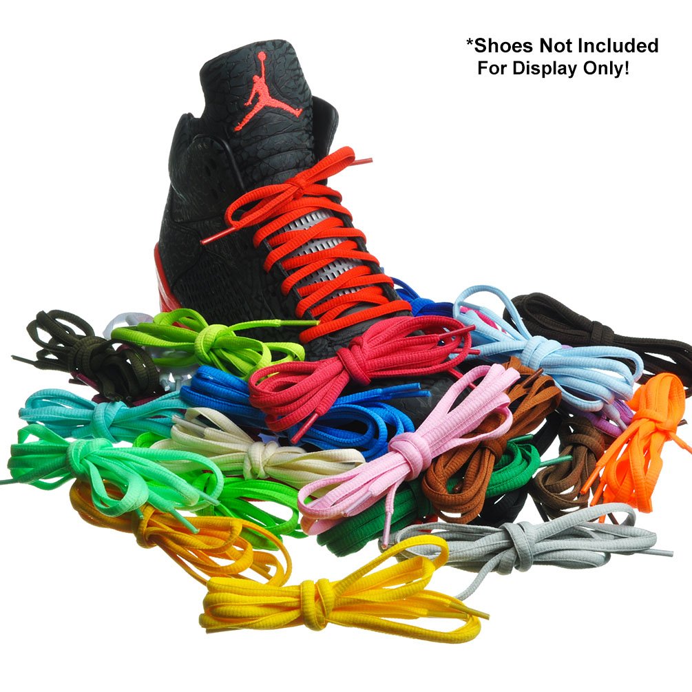 BIRCH's Oval Shoelaces 27 Colors Half Round 1/4" Shoe Laces 4 Different Lengths (37" (94cm) - M, Black)