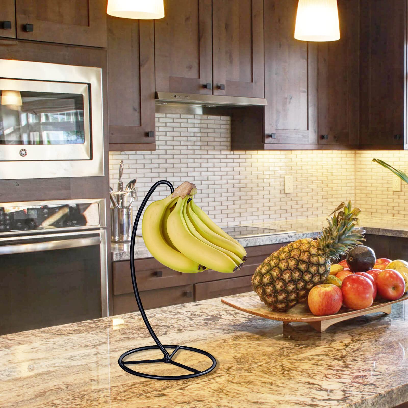 EGMEHOAD Banana Holder Stand, Banana Hanger Stand Black, Metal Bananas Tree Hanger to Keep Bananas Fresh for 15LB