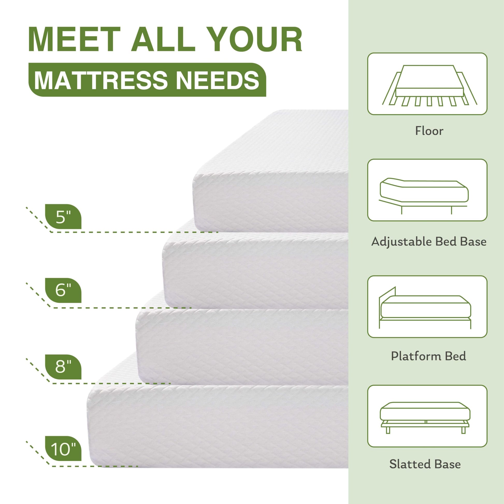 EGOHOME Full Size Memory Foam Mattress, 8 Inch Bed Mattress in A Box with Cooling Green Tea Gel, Pressure Relief with Medium Firm Support, CertiPUR-US Certified, 75''L x 54''W, ‎37.3 pounds White