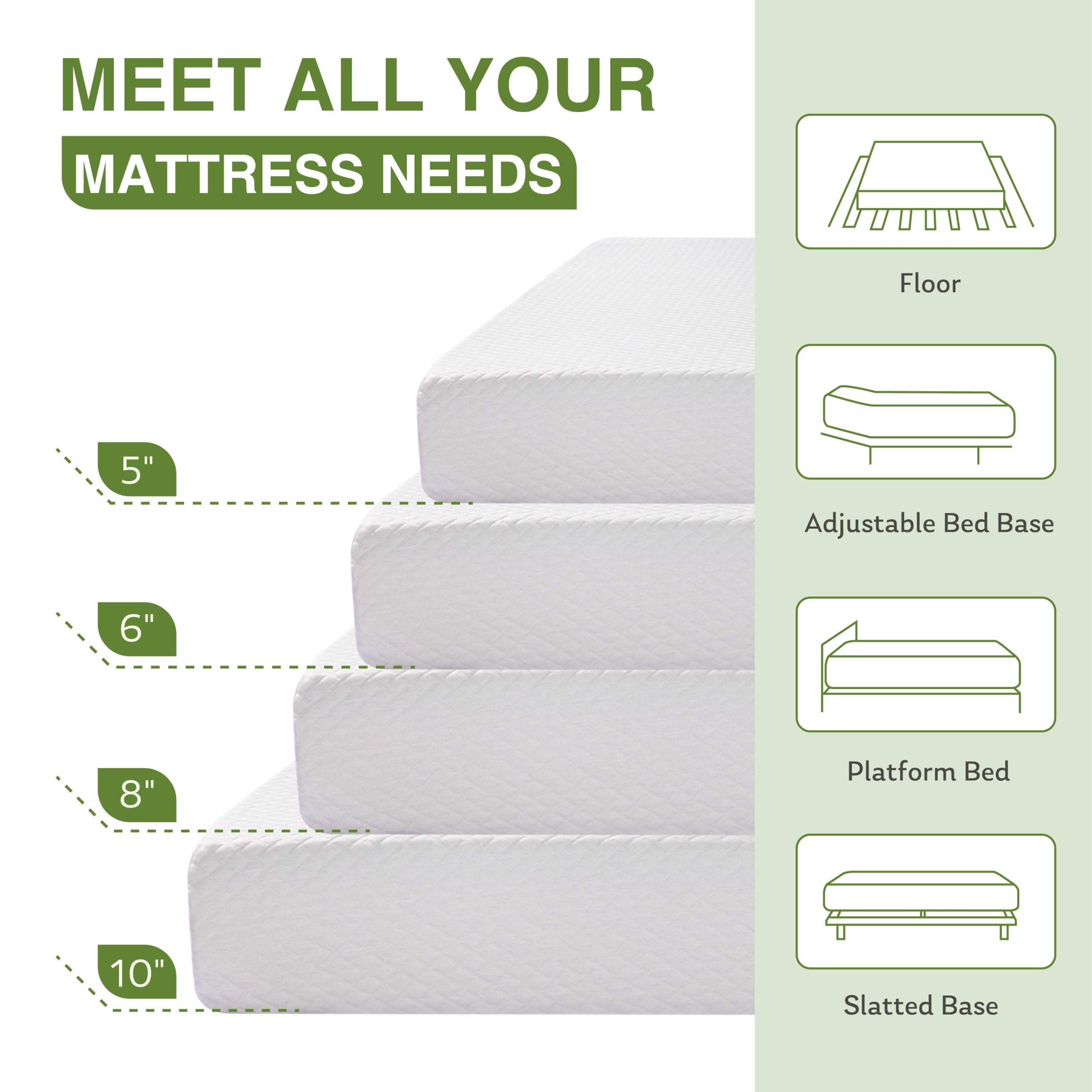 EGOHOME Full Size Memory Foam Mattress, 8 Inch Bed Mattress in A Box with Cooling Green Tea Gel, Pressure Relief with Medium Firm Support, CertiPUR-US Certified, 75''L x 54''W, ‎37.3 pounds White
