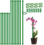 Plant Stakes 17inch &11inch SupKing Adjustable Length Plant Support Stake 16Pcs Green Orchid Stick with Clips for Indoor Outdoor,Garden Pole for Potted Tomato Amaryllis Vegetables Comes with 20 Ties