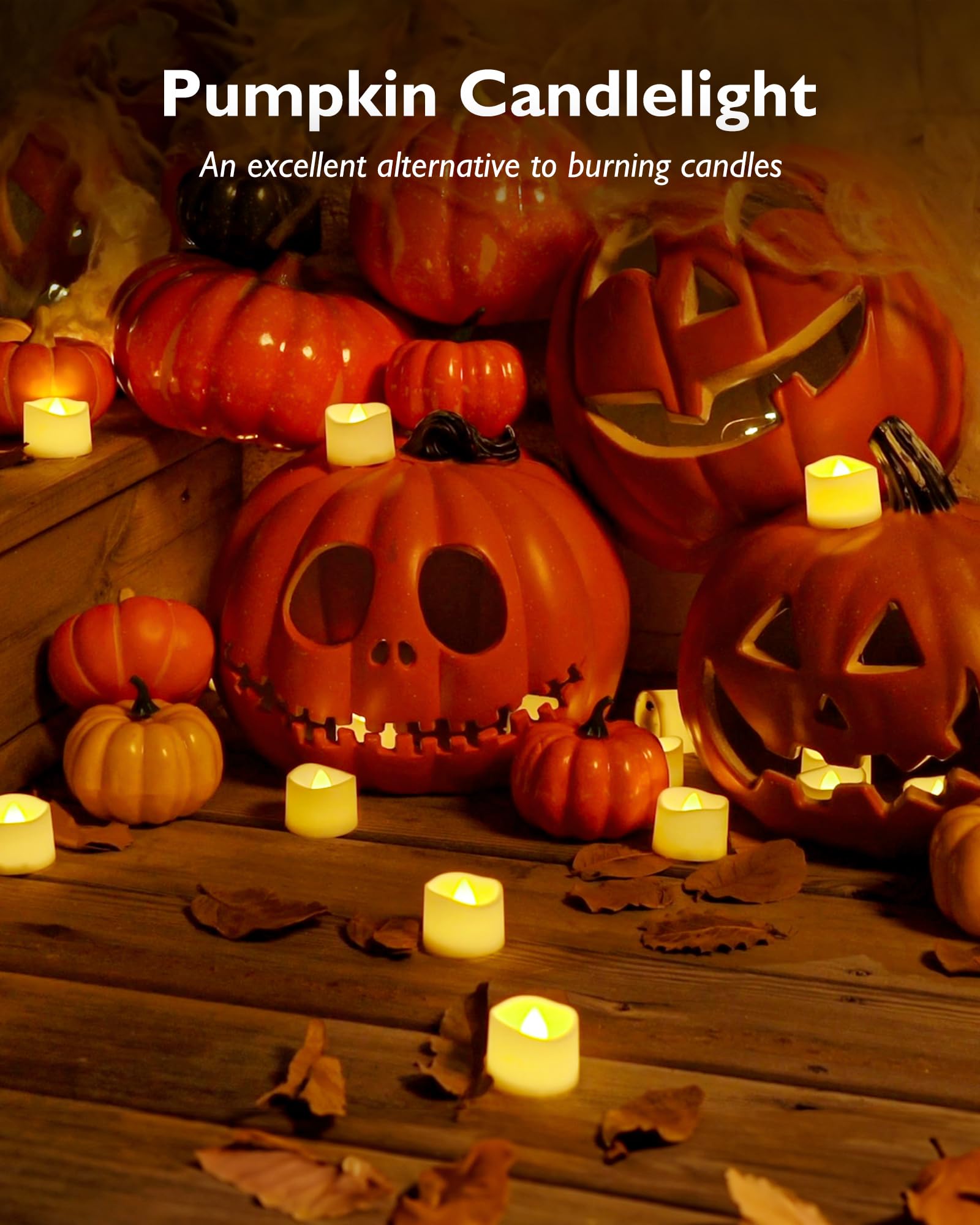 Homemory 24Pcs Flickering Flameless Candle Battery Operated, 200+Hours Fake Electric LED Tea Lights for Votive, Centerpiece Table Decorations, Wedding, Aniversary, Halloween, Christmas