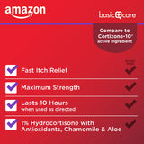 Amazon Basic Care Maximum Strength Hydrocortisone 1 Percent Anti-Itch Cream Plus 10 Moisturizers, 2 ounce (Pack of 1)