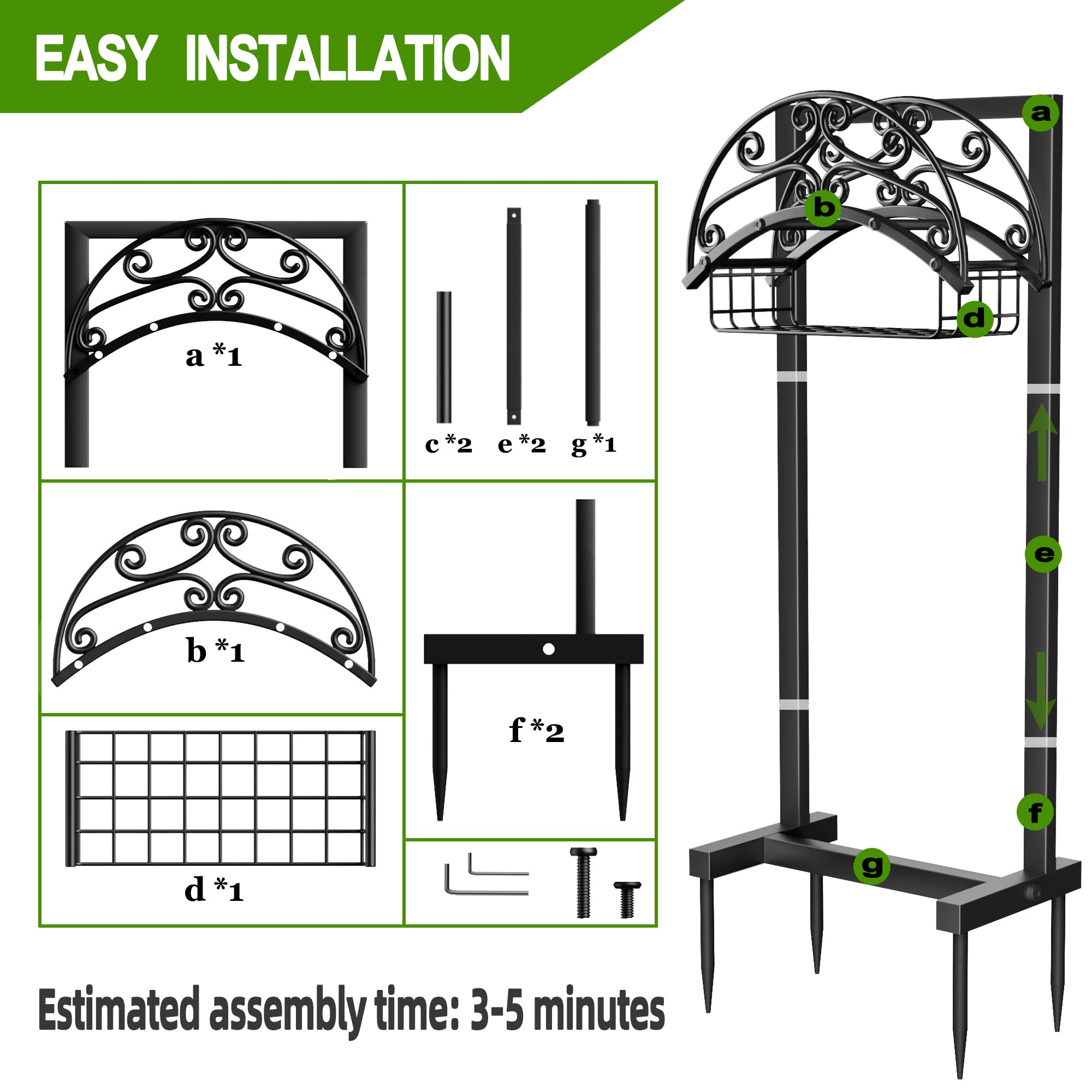 Gayuteay Garden Hose Holder - Upgraded Water Hose Holder Holds 151-feet Hose, Heavy Duty Metal Hose Stand Sturdy Freestanding Hose Hanger, Detachable Garden Hose Storage Rack for Outside Yard Lawn