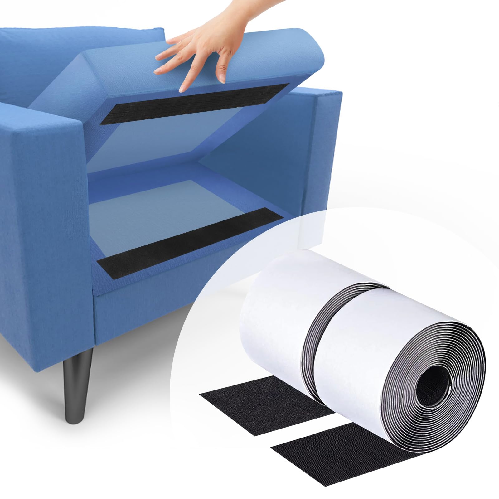 1 Inch x 82 Feet Black Self Adhesive Hook and Loop Tape Sticky Back Roll, Nylon Heavy Duty Loop Strips with Adhesive, Multi-Function Hook Loop Tape for Crafting & Wall Hanging - Black