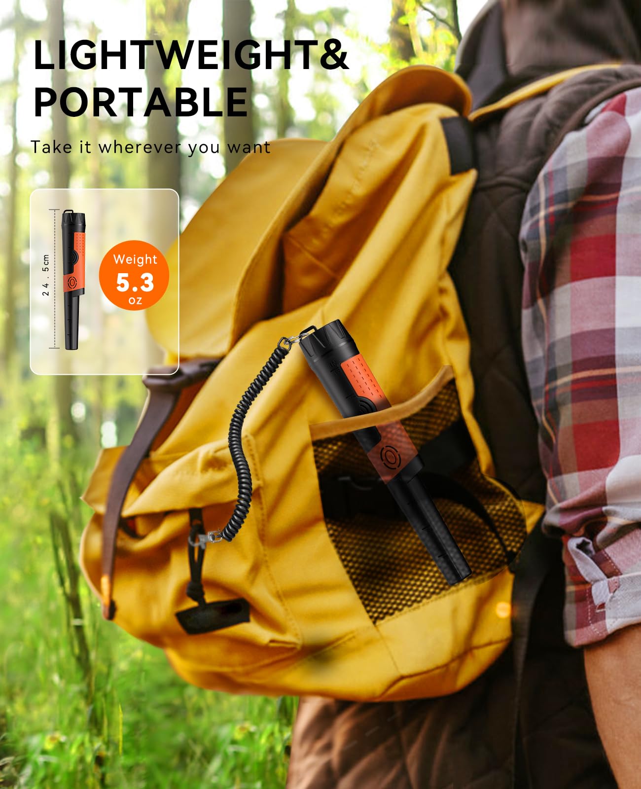 SUNPOW Metal Detector Pinpointer for Adults & Kids - Waterproof Handheld Pin Pointer Wand - High Sensitivity 360° Detection - Easy to Use 2 Alert Modes - Treasure Pinpointing Finder Probe - OTMD12