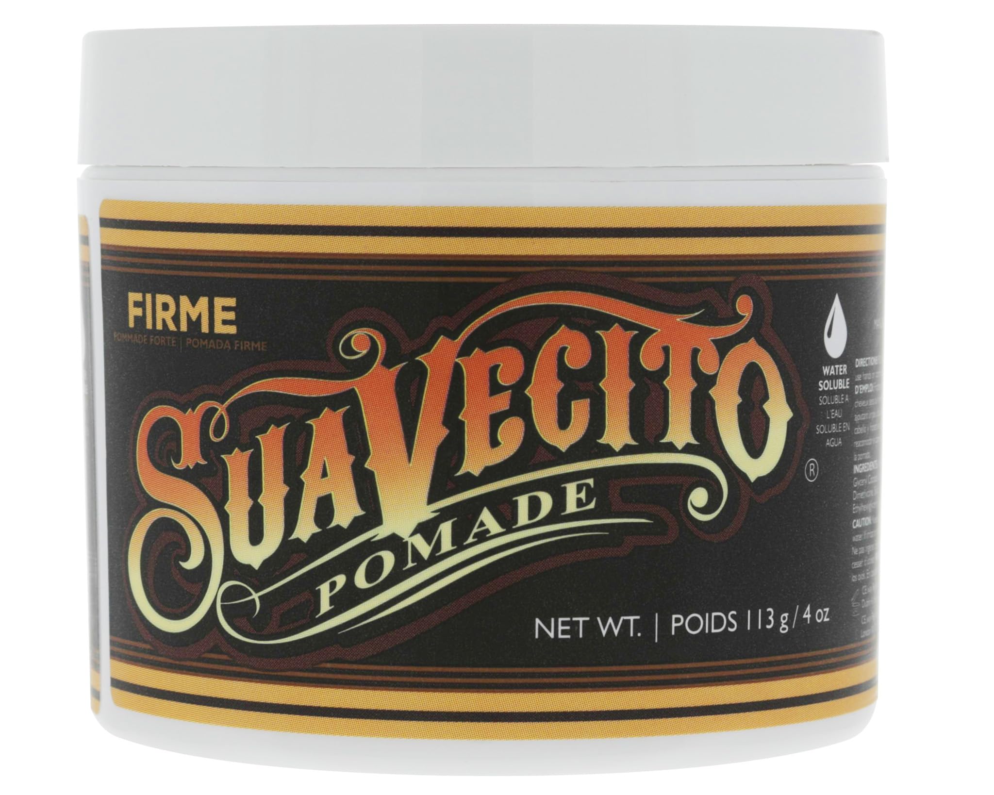 Suavecito Pomade Firme (Strong) Hold 4 Oz, 1 Pack - Strong Hold Hair Pomade For Men - Medium Shine Water Based Flake Free Hair Gel - Easy To Wash Out - All Day Hold For All Hair Styles